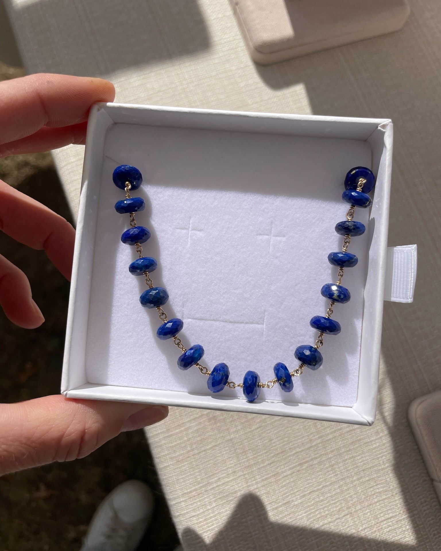 Lapis Lazuli Chain Link Necklace by Hannah May Jewelry