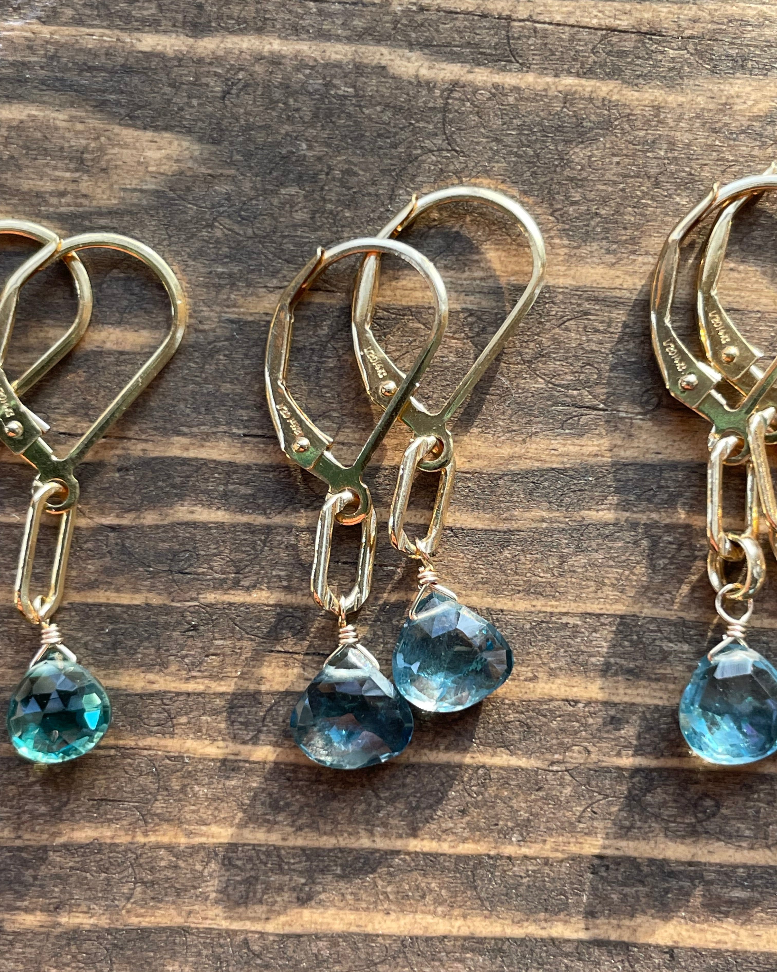 Paperclip Gemstone Earrings, 14k Gold Filled Hannah May Jewelry