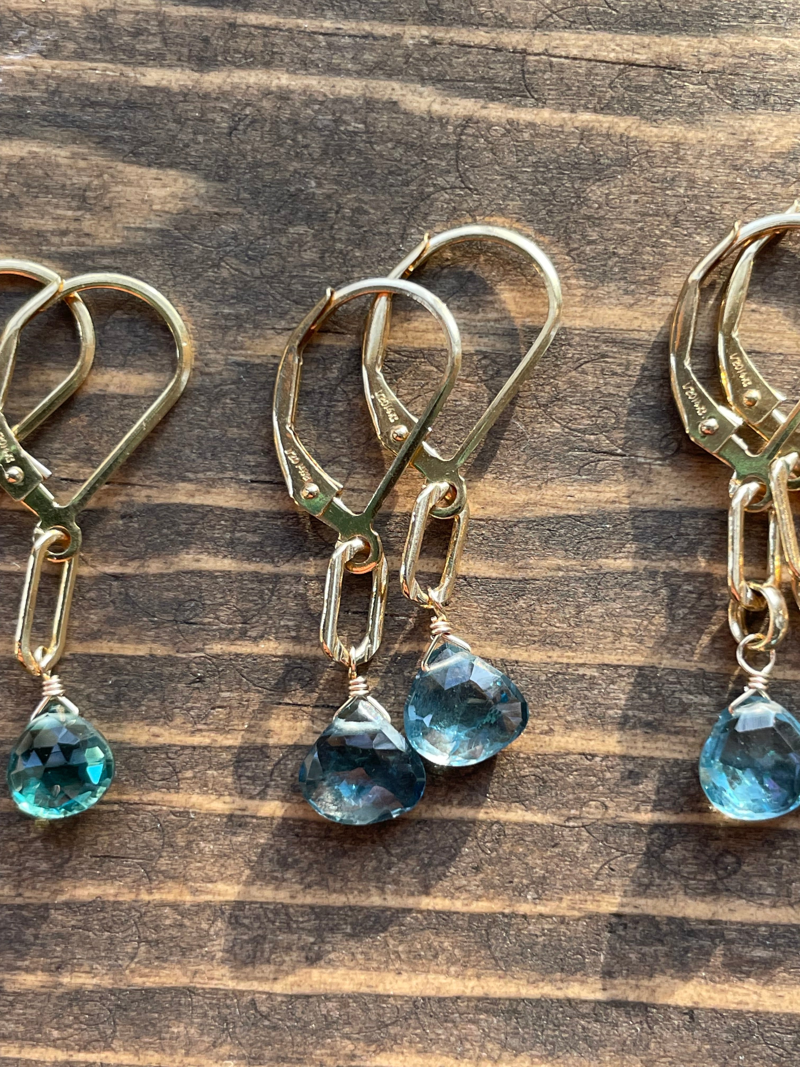 Paperclip Gemstone Drop Earrings by Hannah May Jewelry