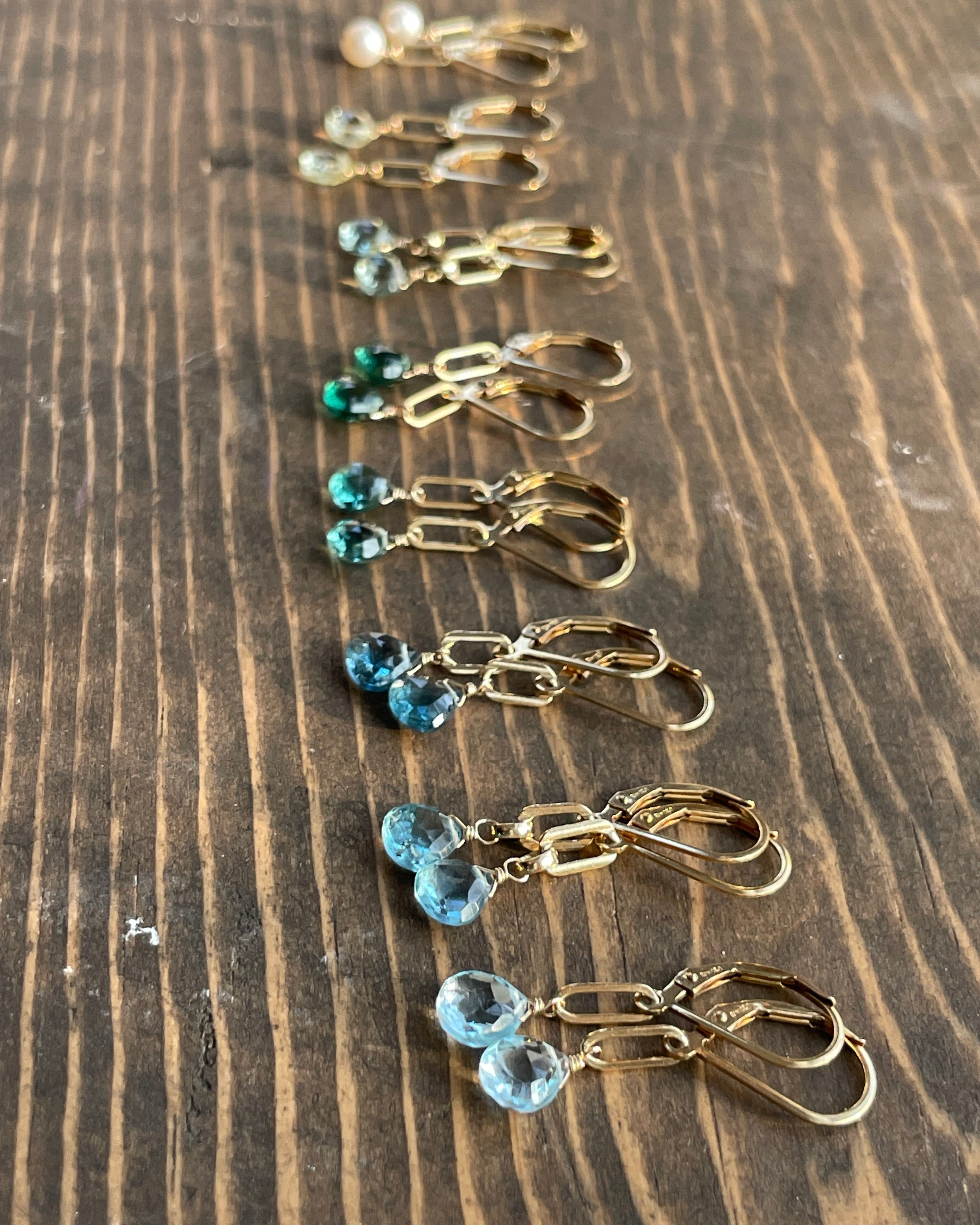 Paperclip Gemstone Earrings, 14k Gold Filled Hannah May Jewelry