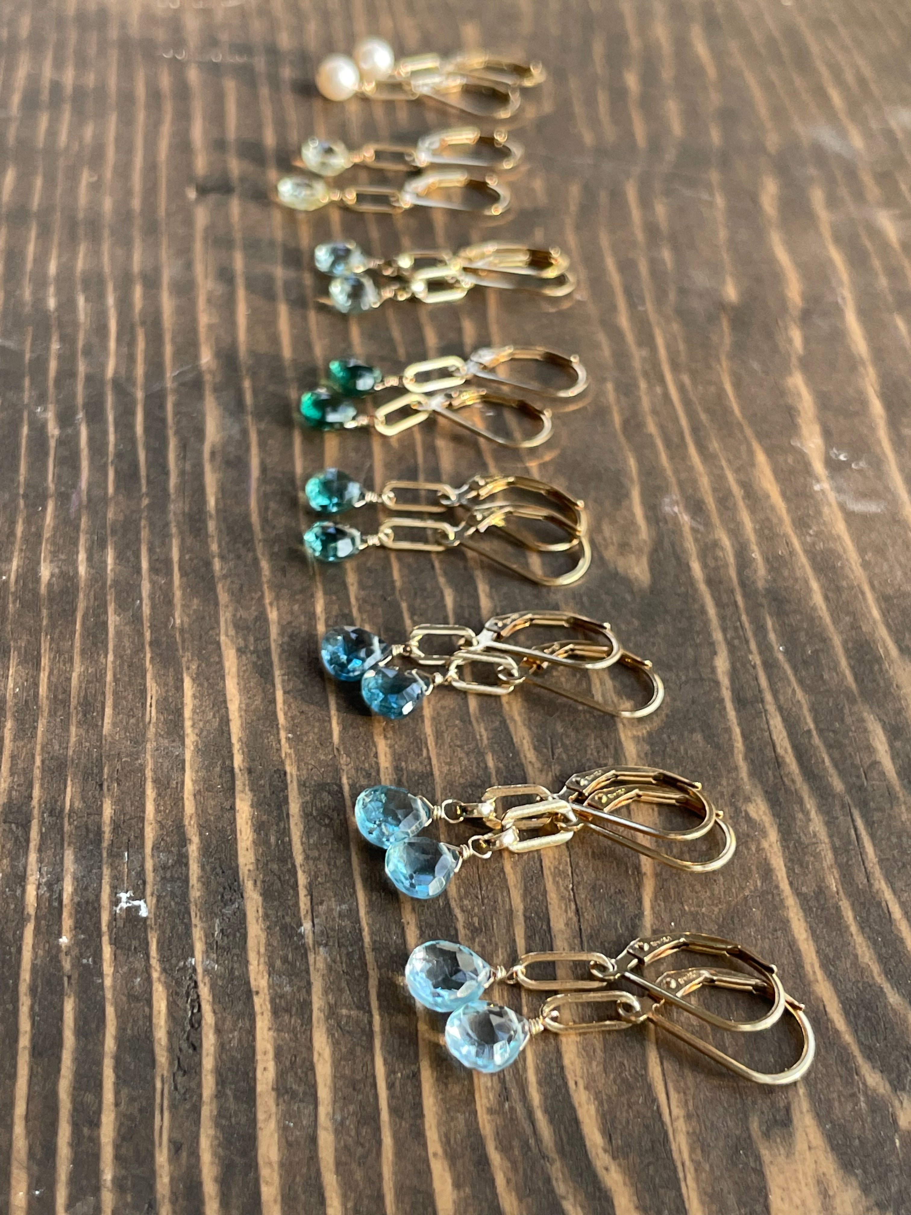 Paperclip Gemstone Drop Earrings by Hannah May Jewelry