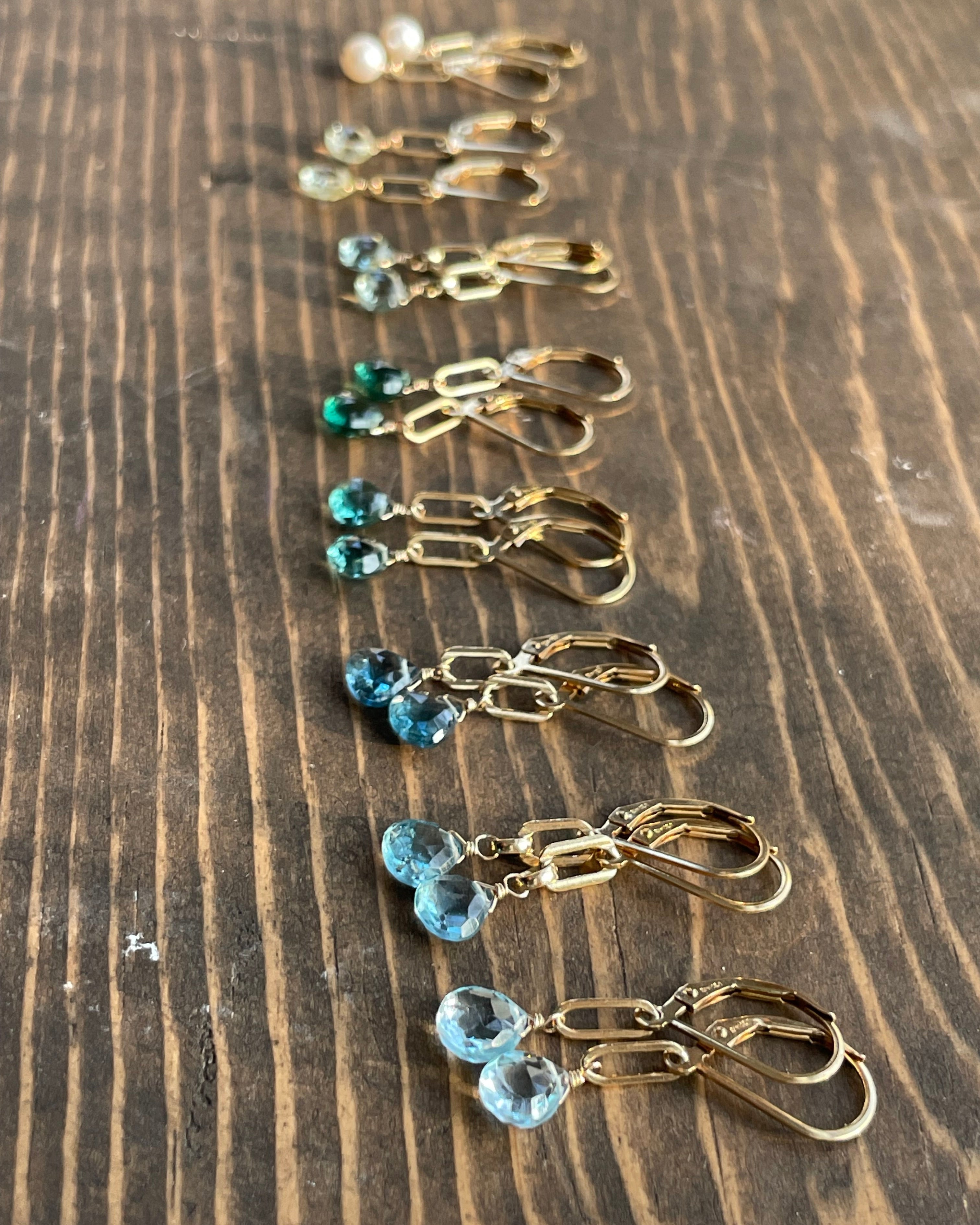 Paperclip Gemstone Drop Earrings by Hannah May Jewelry