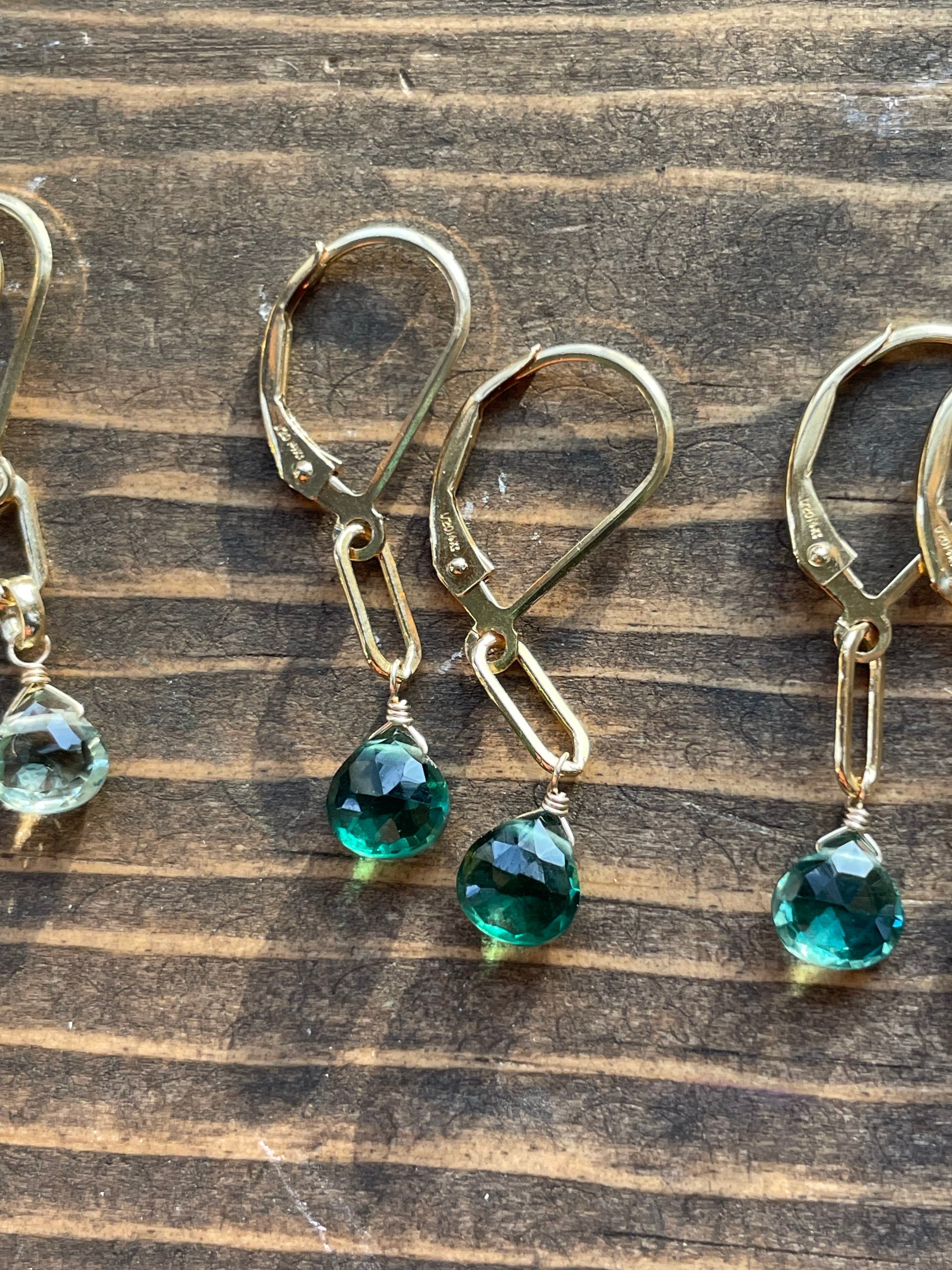 Paperclip Gemstone Drop Earrings by Hannah May Jewelry