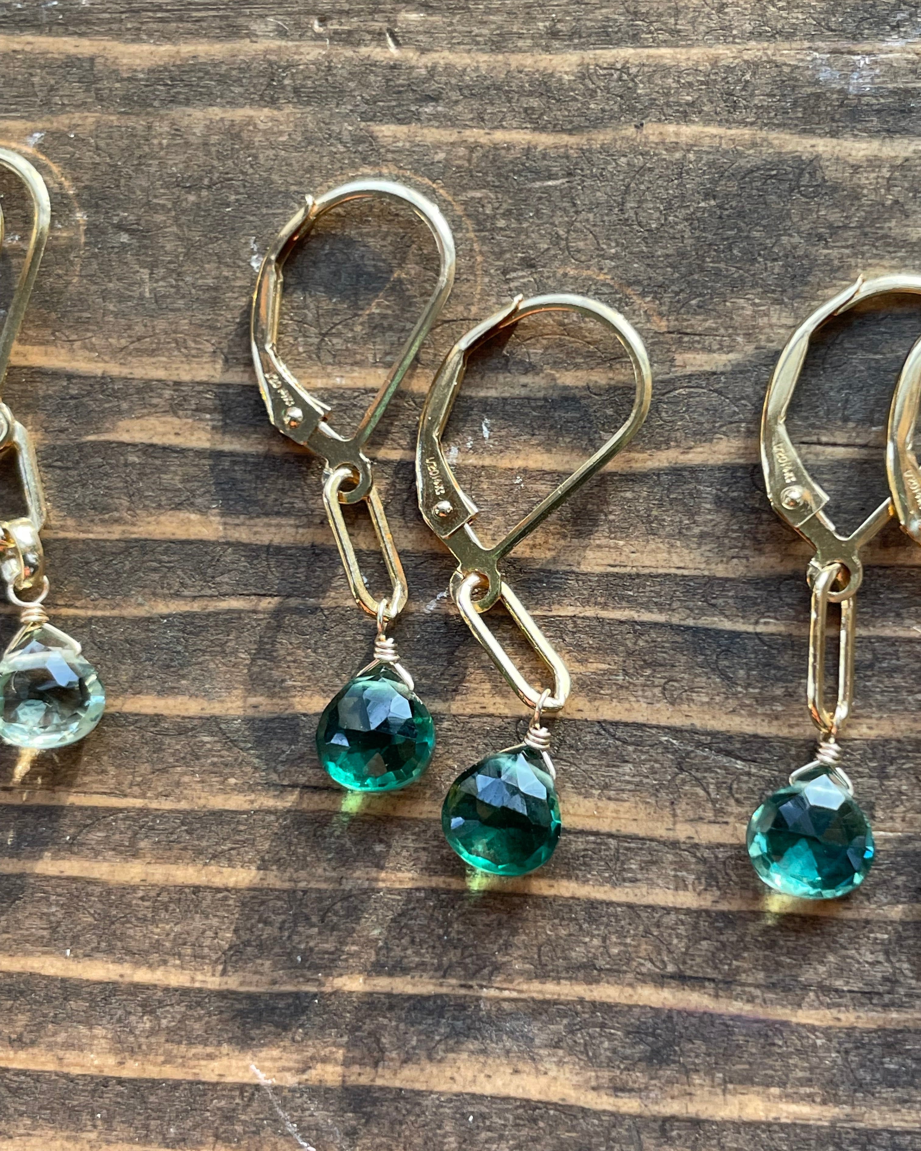 Paperclip Gemstone Drop Earrings by Hannah May Jewelry