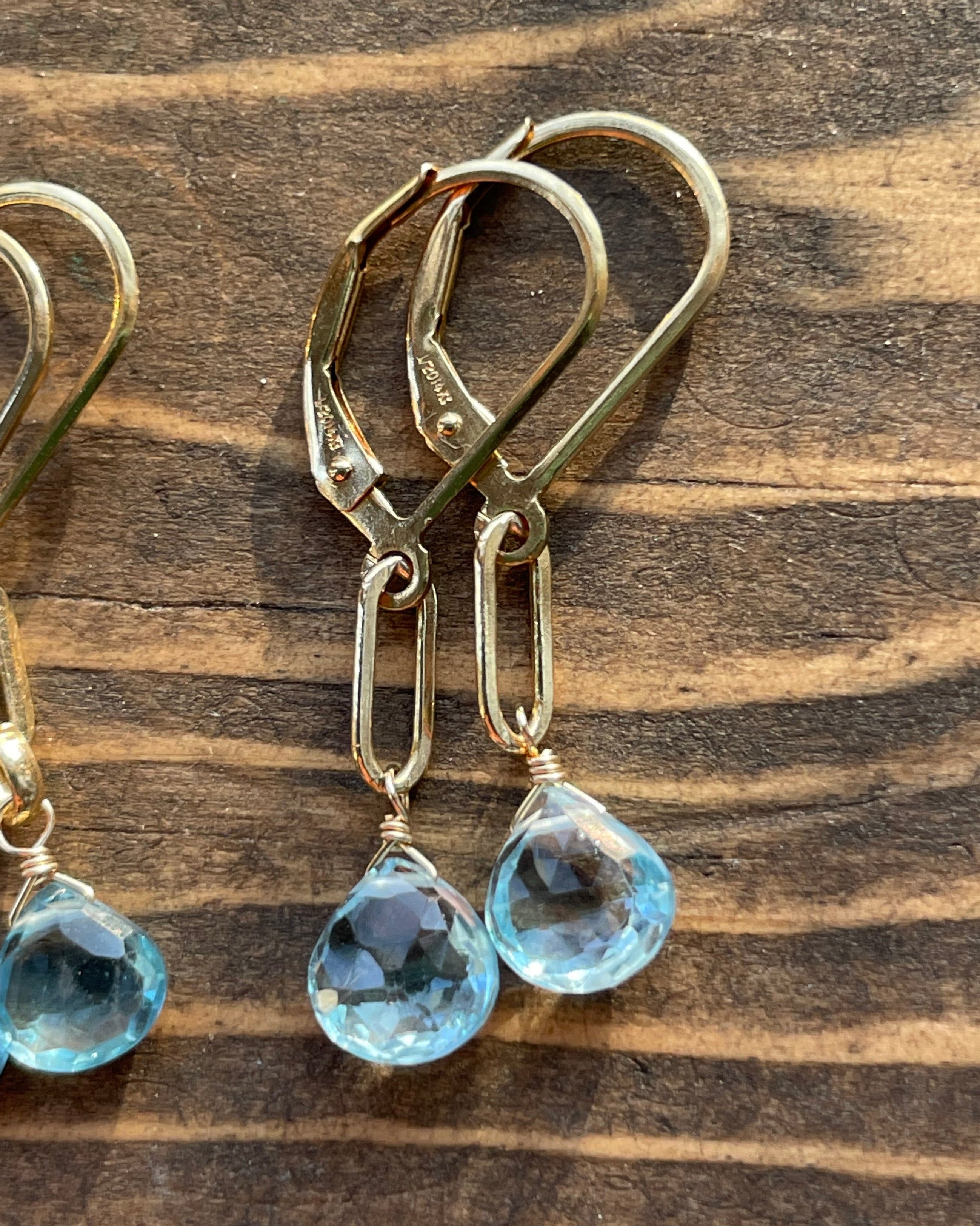 Paperclip Gemstone Drop Earrings by Hannah May Jewelry