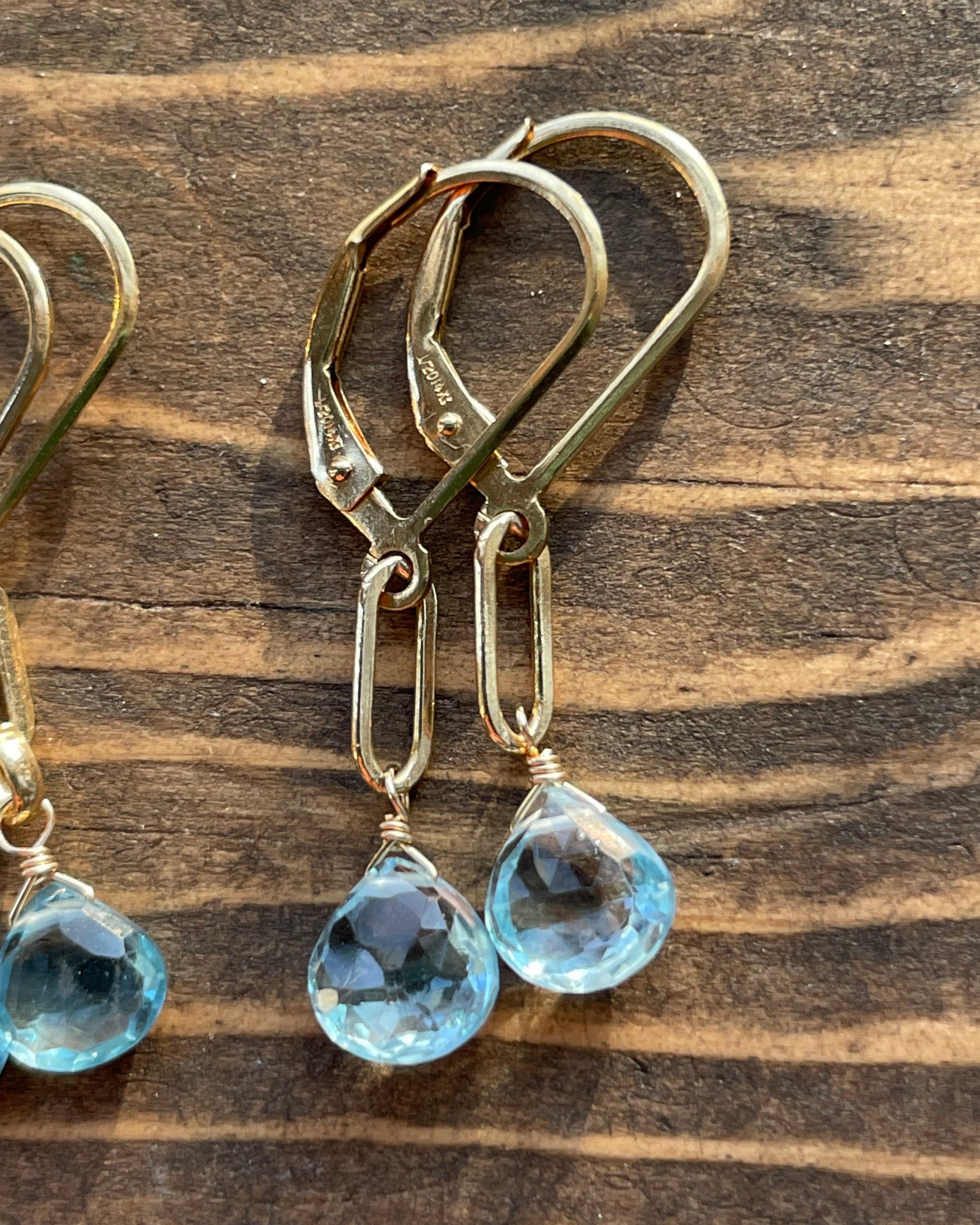 Paperclip Gemstone Earrings, 14k Gold Filled Hannah May Jewelry