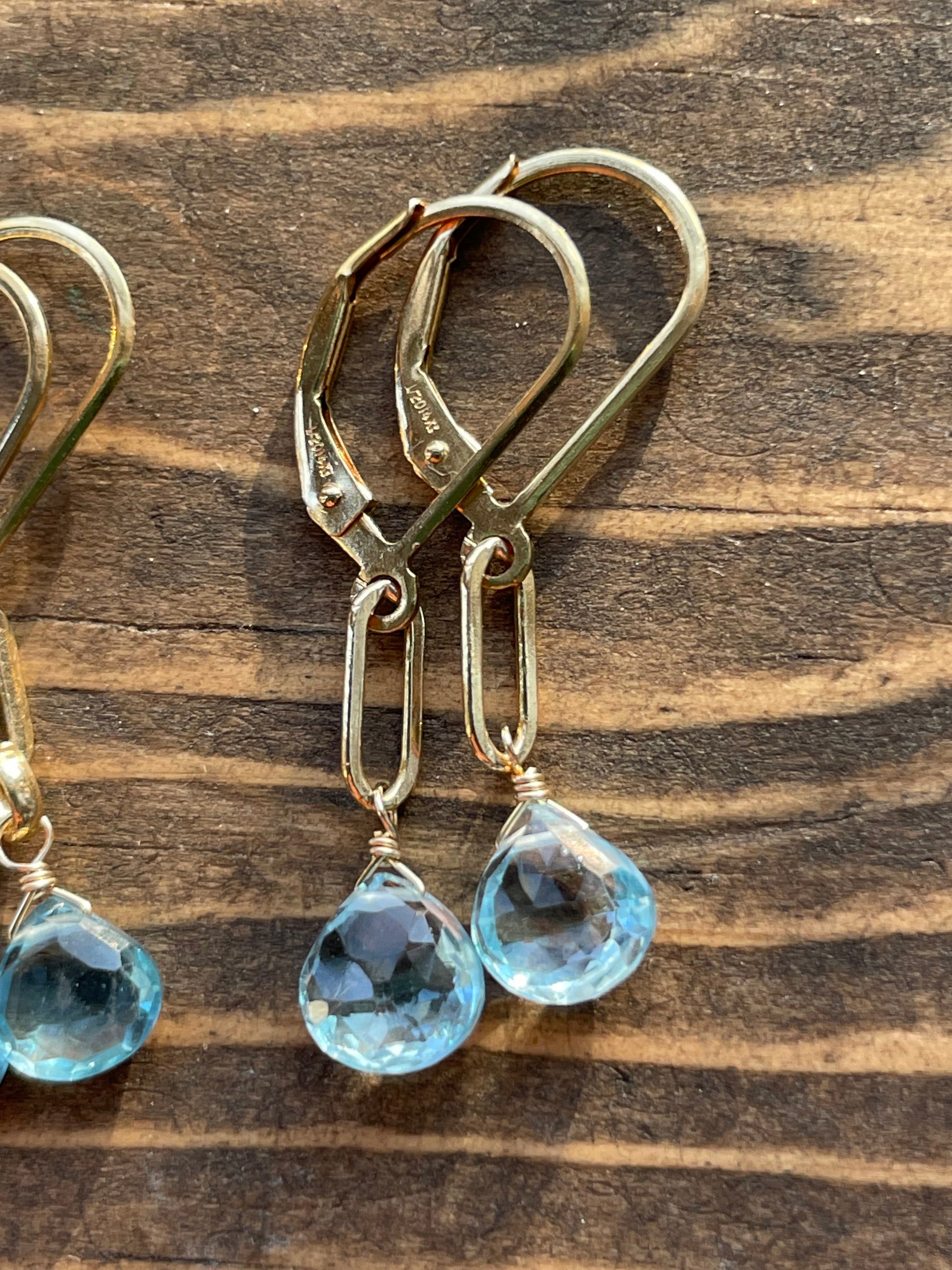 Paperclip Gemstone Drop Earrings by Hannah May Jewelry