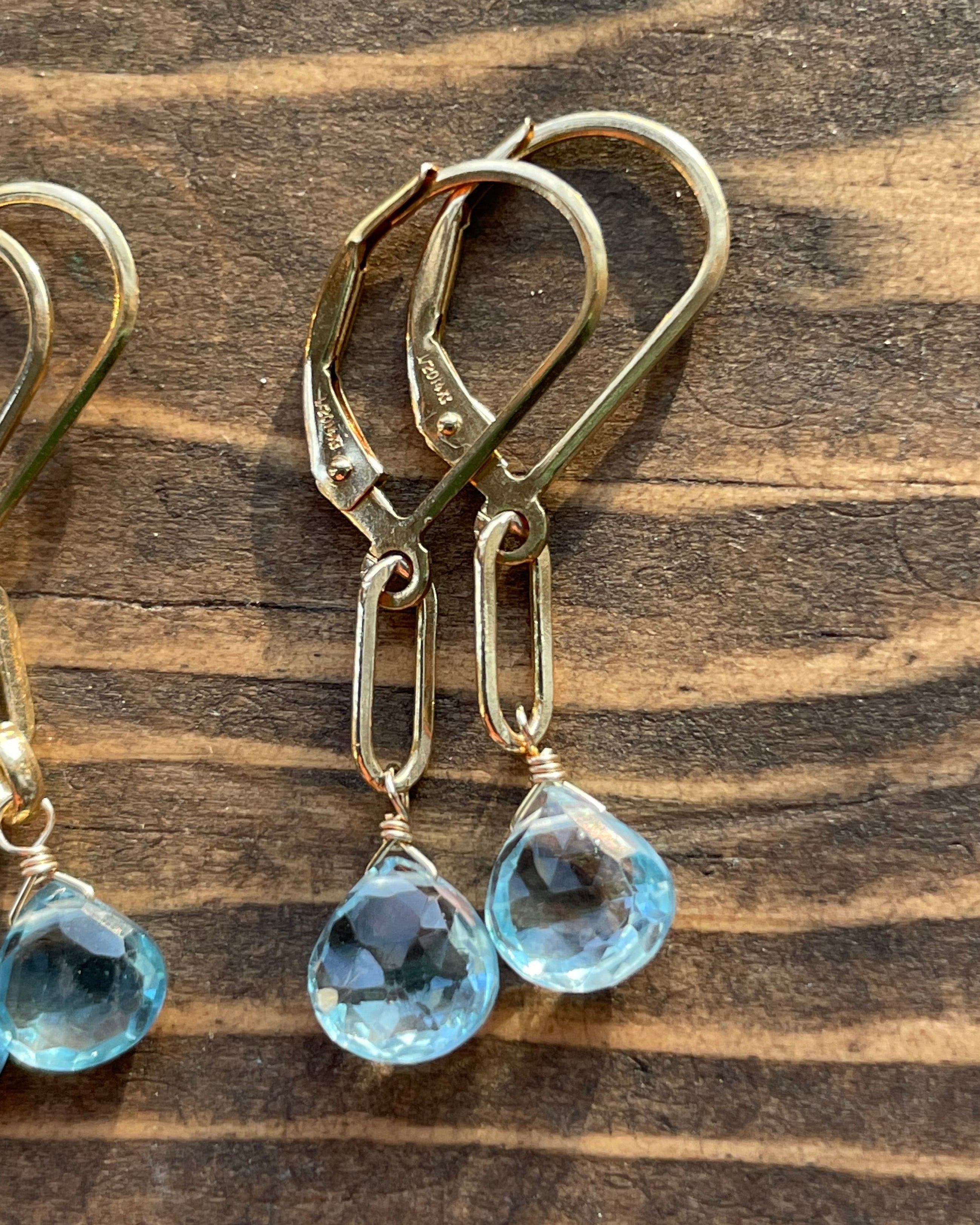 Paperclip Gemstone Drop Earrings by Hannah May Jewelry