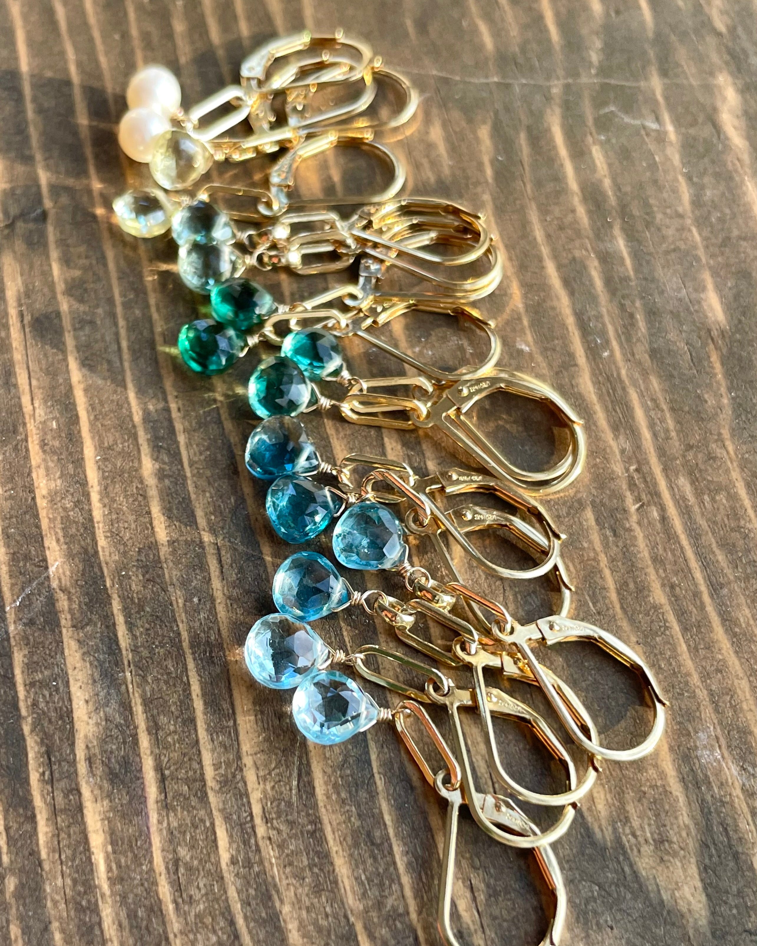 Paperclip Gemstone Earrings, 14k Gold Filled Hannah May Jewelry