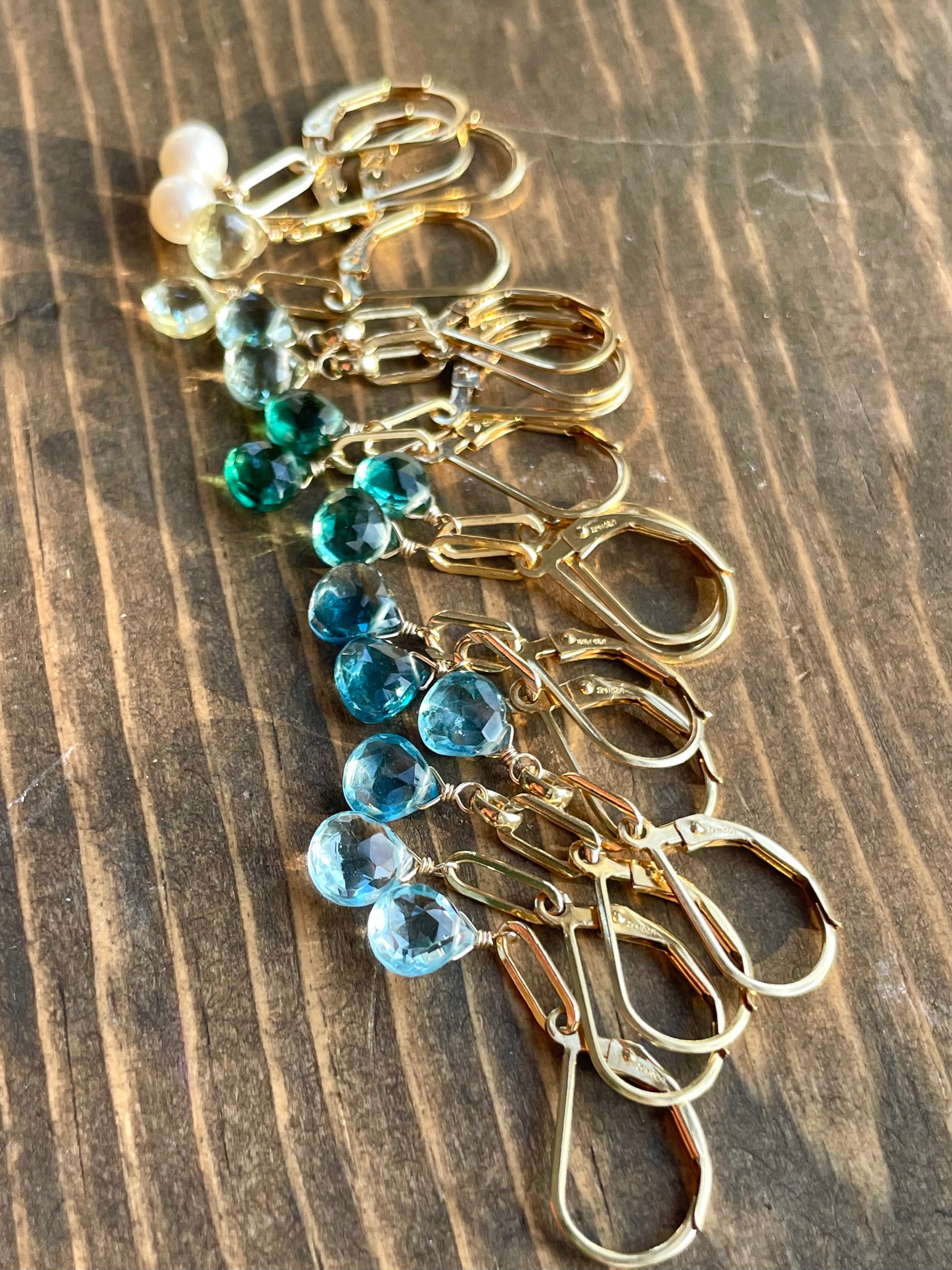 Paperclip Gemstone Drop Earrings by Hannah May Jewelry