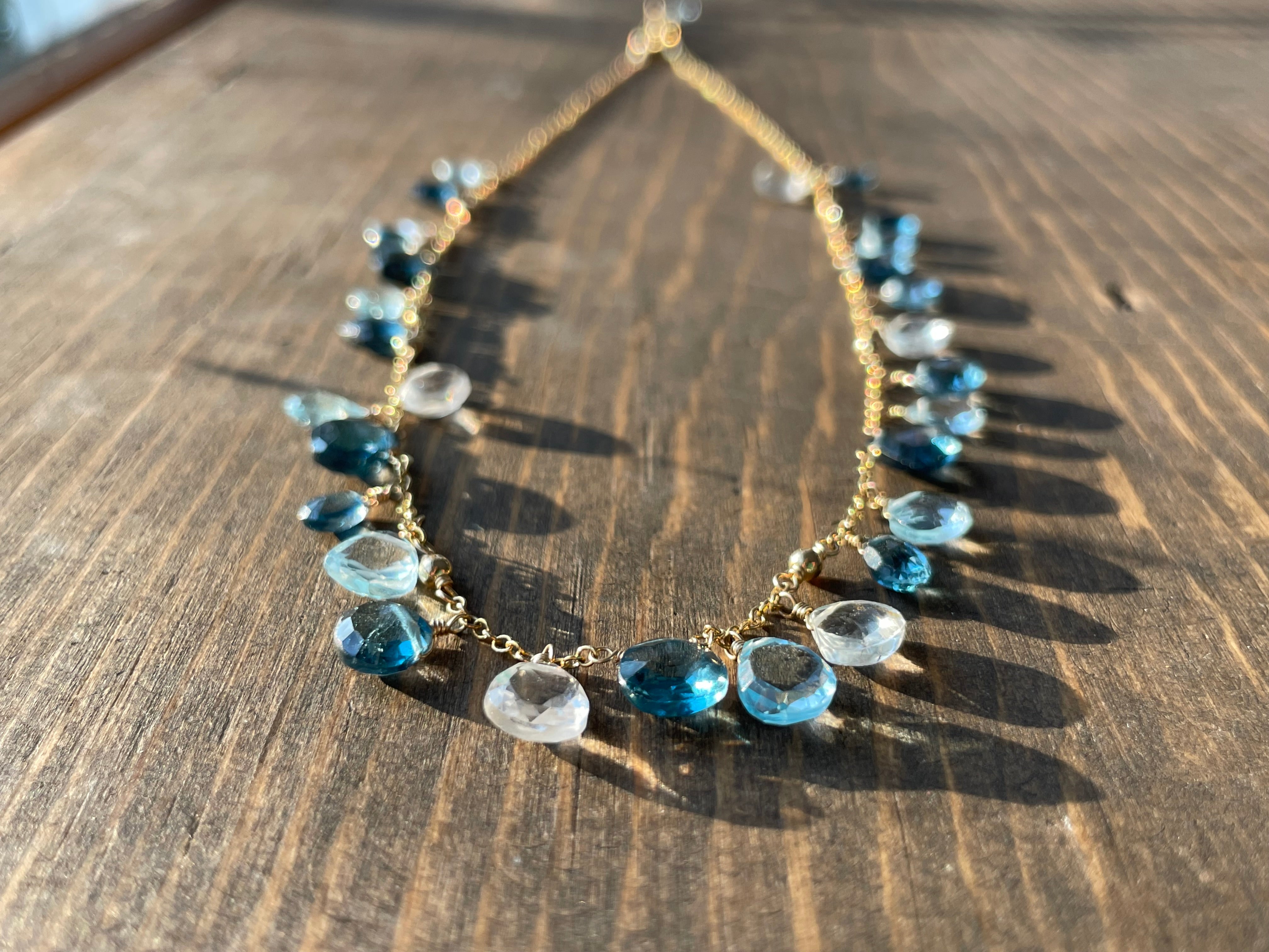 Confetti Gemstone Blue Topaz Necklace Hannah May Jewelry