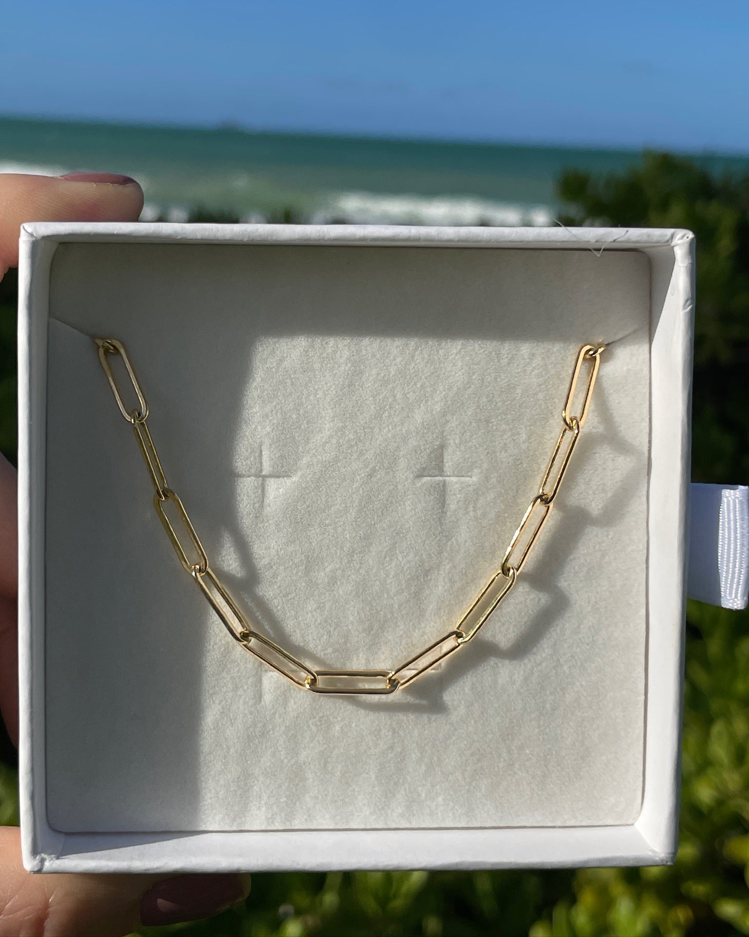 Gold Paperclip Chain Necklace by Hannah May Jewelry