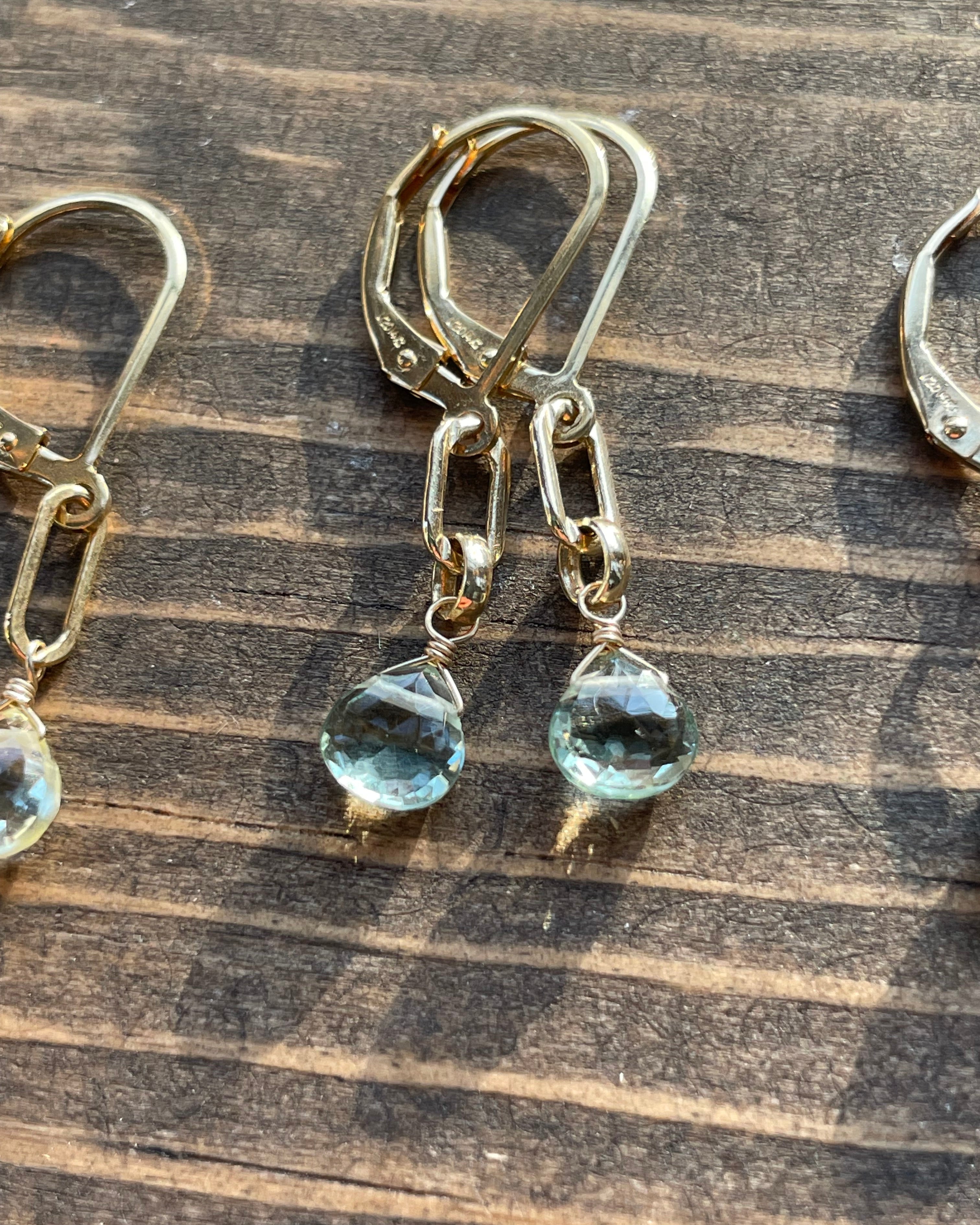 Paperclip Gemstone Earrings, 14k Gold Filled Hannah May Jewelry