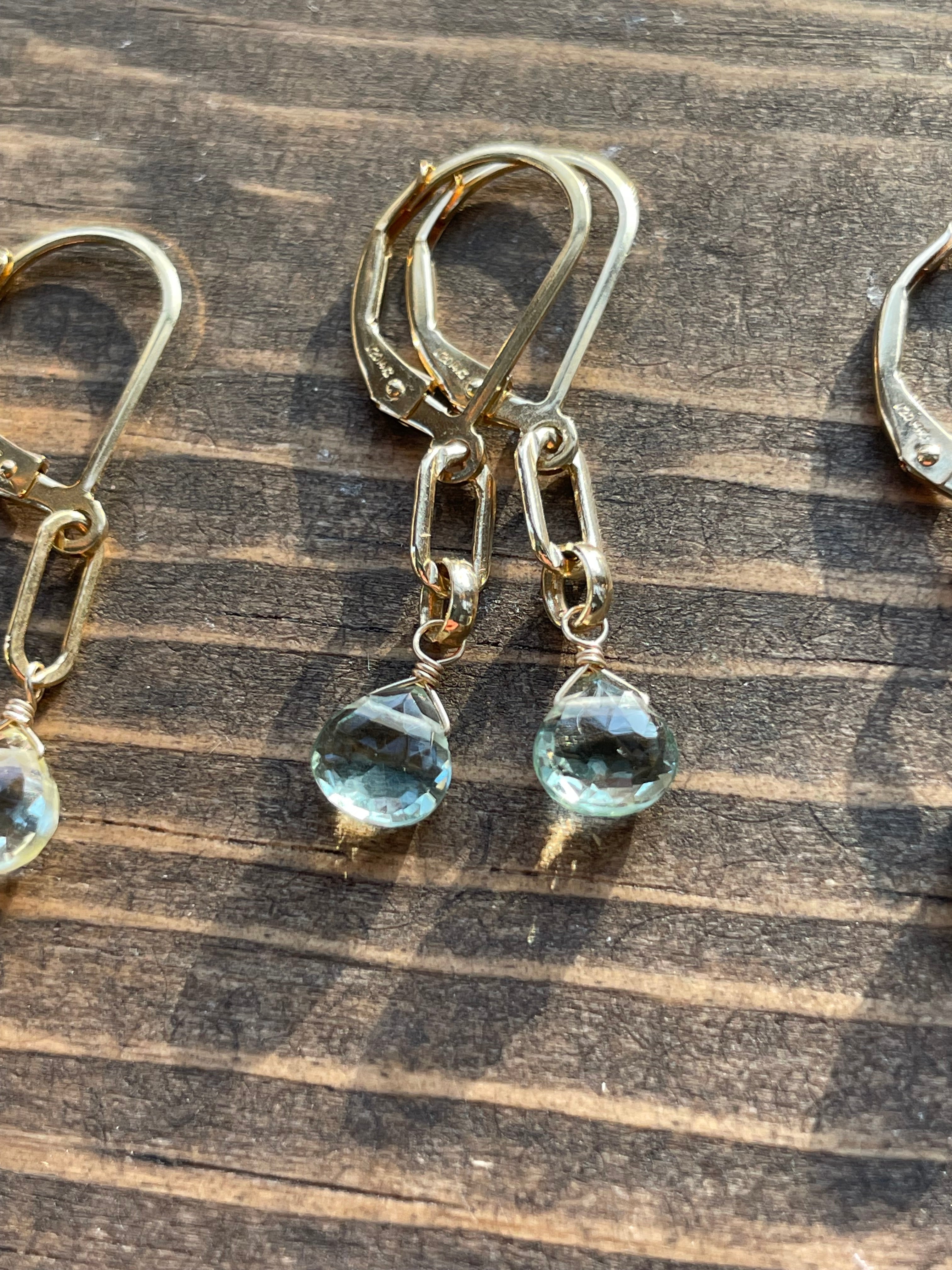 Paperclip Gemstone Drop Earrings by Hannah May Jewelry