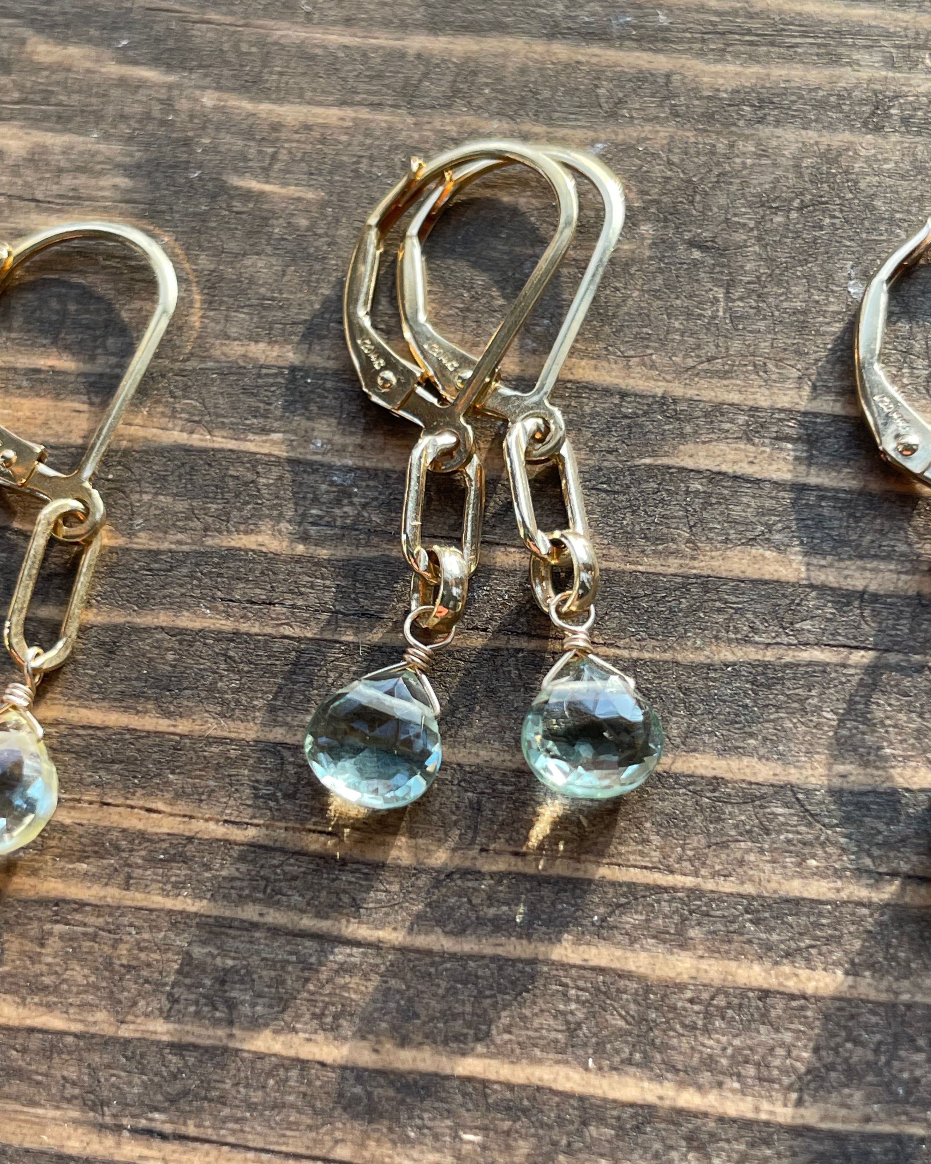 Paperclip Gemstone Drop Earrings by Hannah May Jewelry