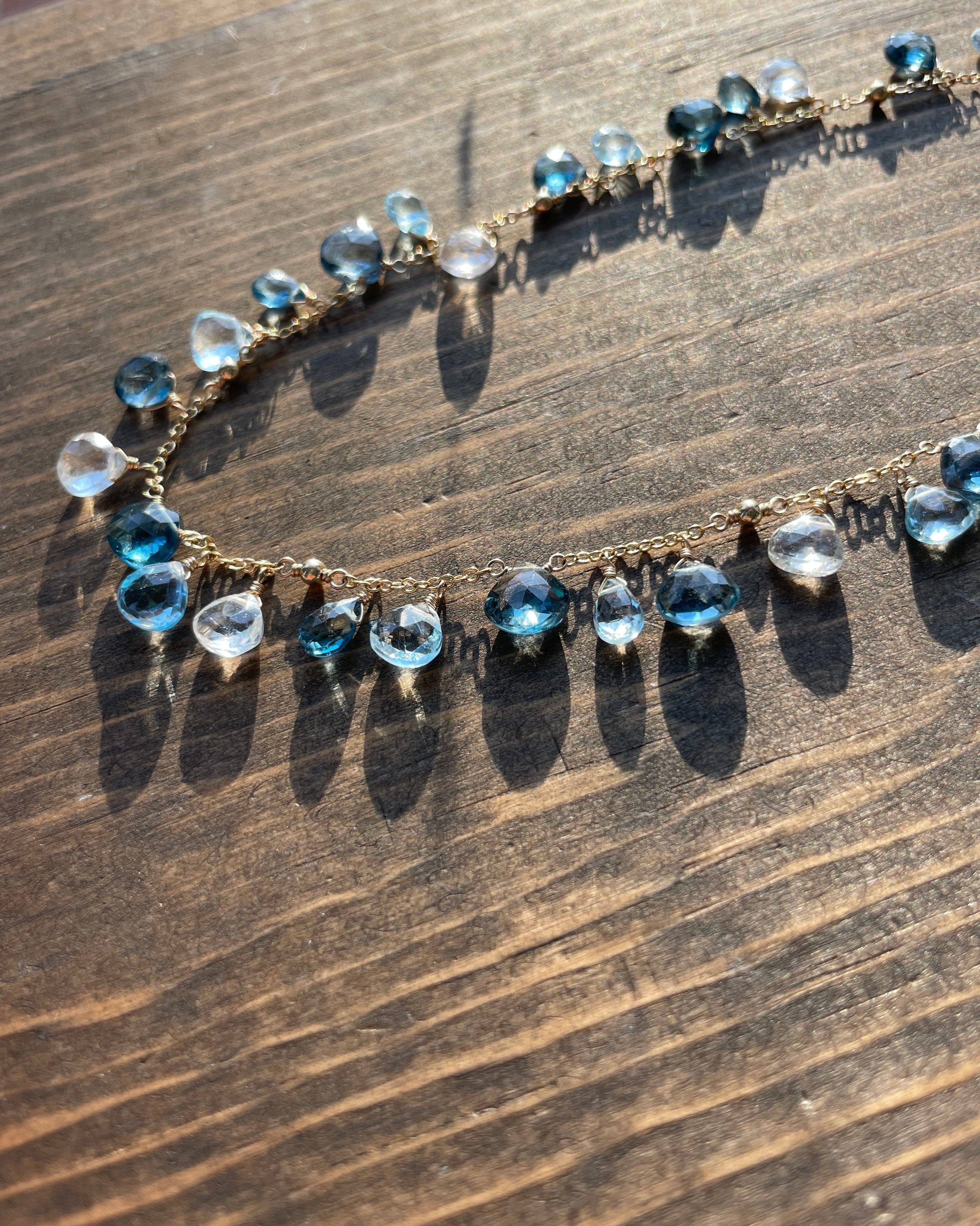 Confetti Gemstone Blue Topaz Necklace Hannah May Jewelry