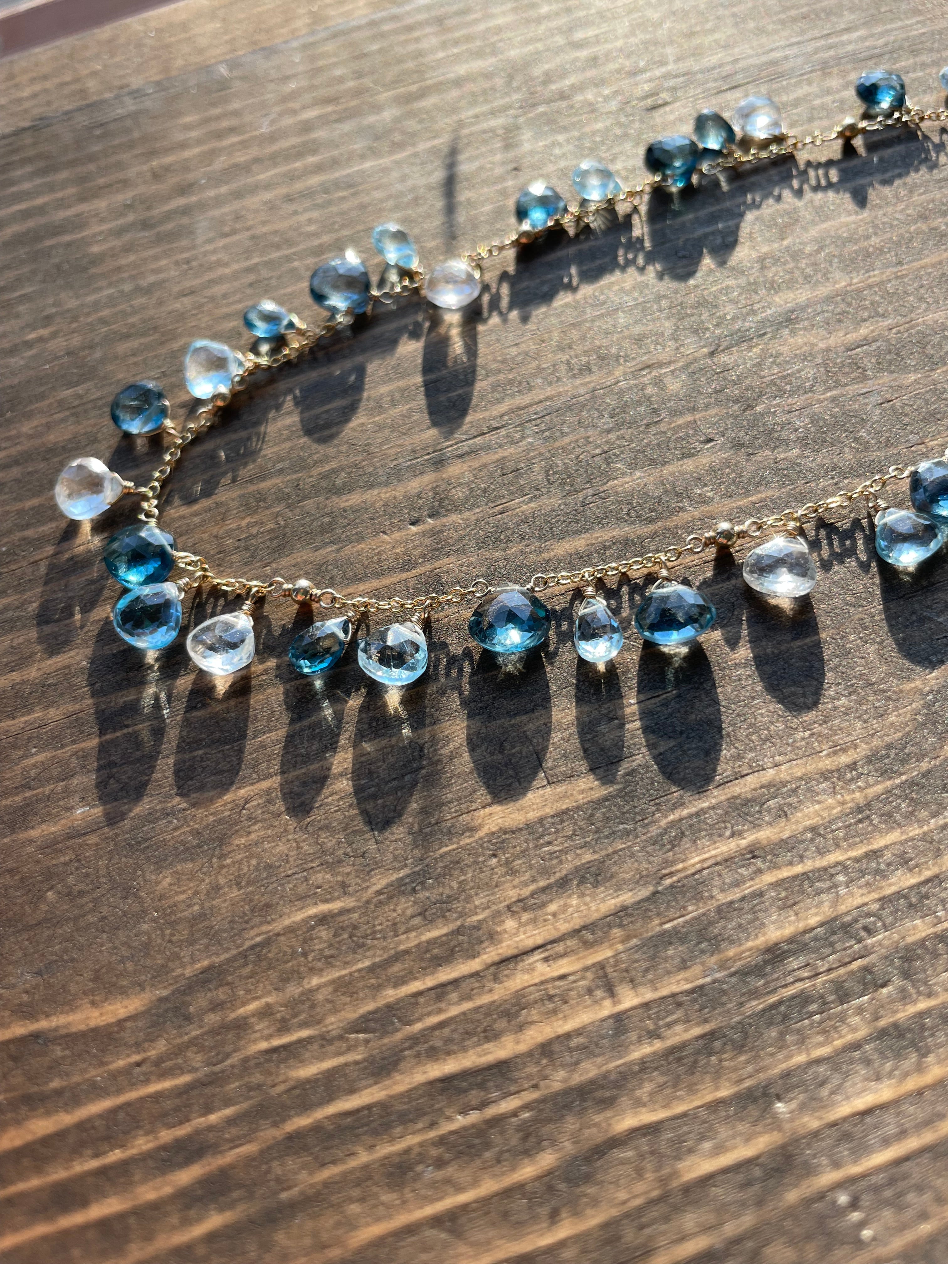 Confetti Gemstone Blue Topaz Necklace Hannah May Jewelry