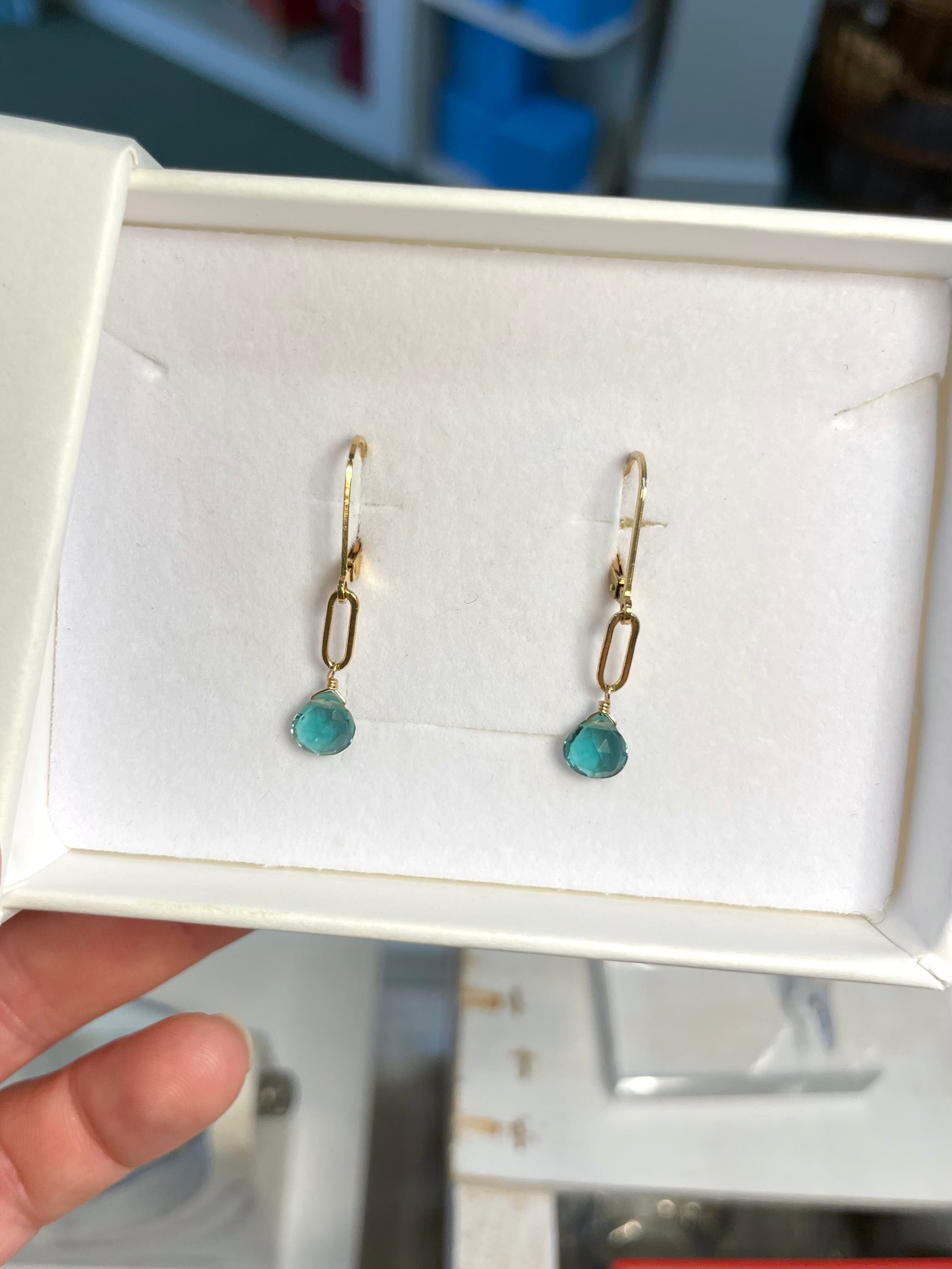 Paperclip Gemstone Drop Earrings by Hannah May Jewelry