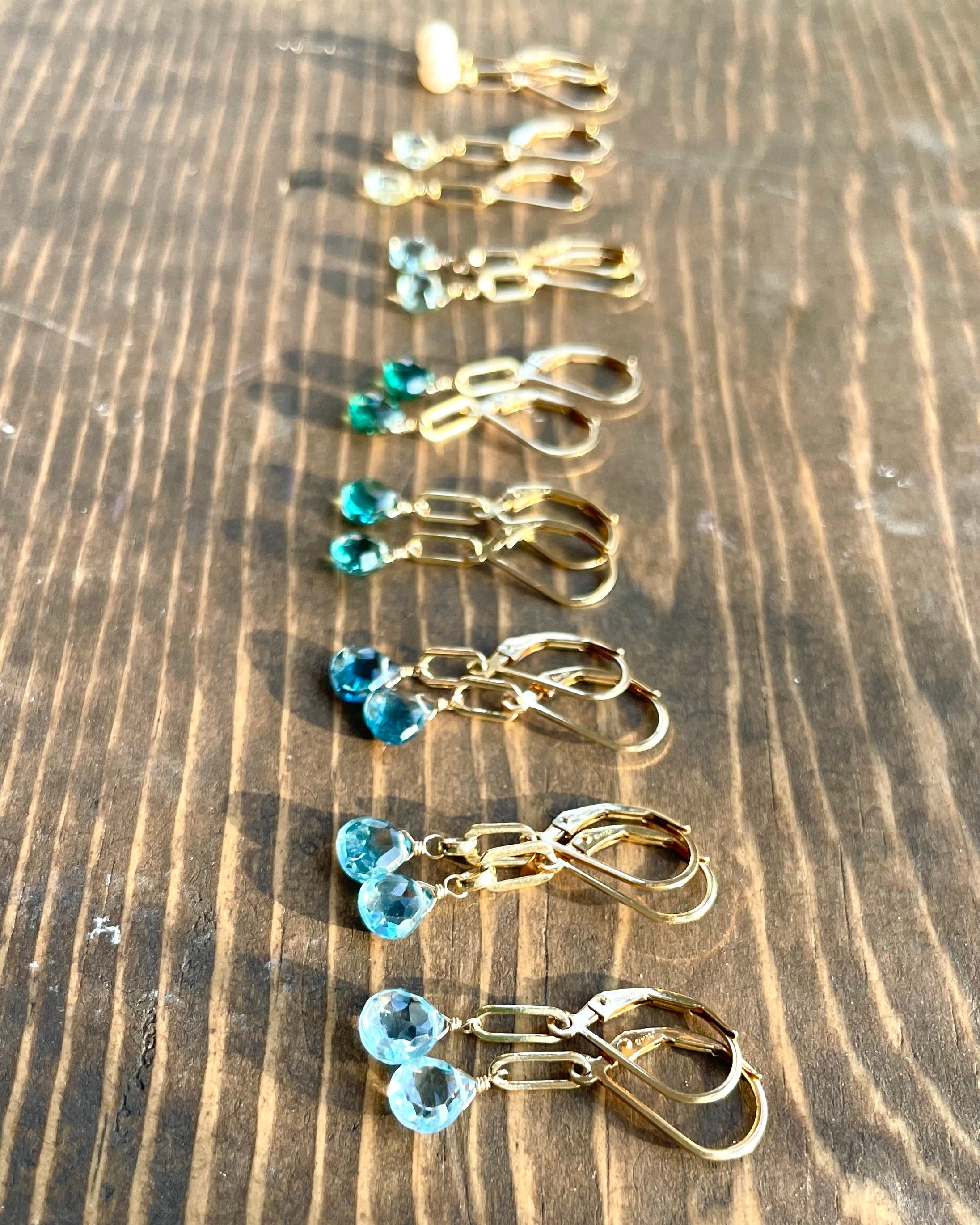 Paperclip Gemstone Earrings, 14k Gold Filled Hannah May Jewelry
