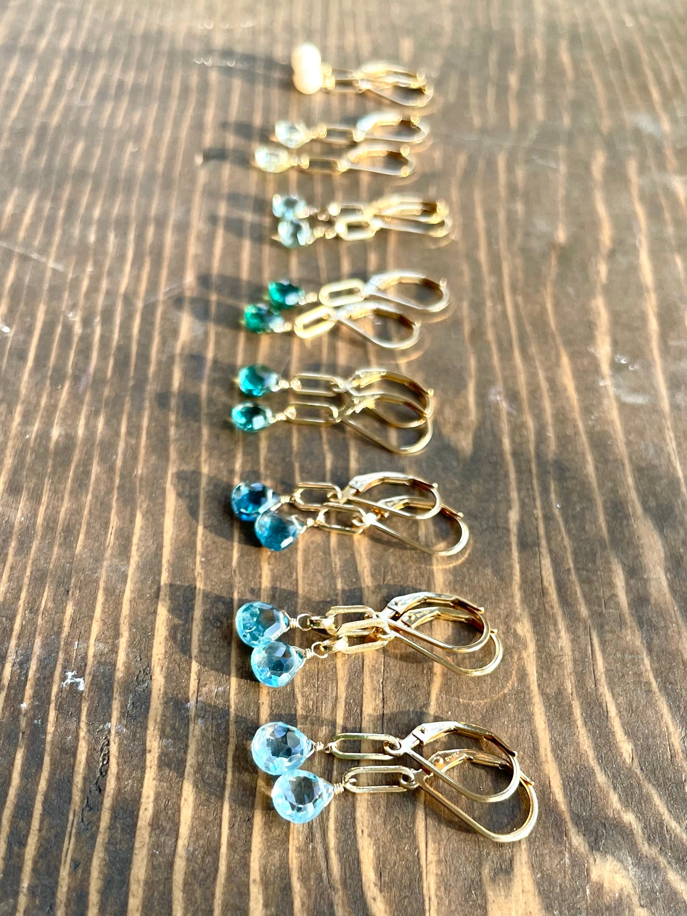 Paperclip Gemstone Drop Earrings by Hannah May Jewelry