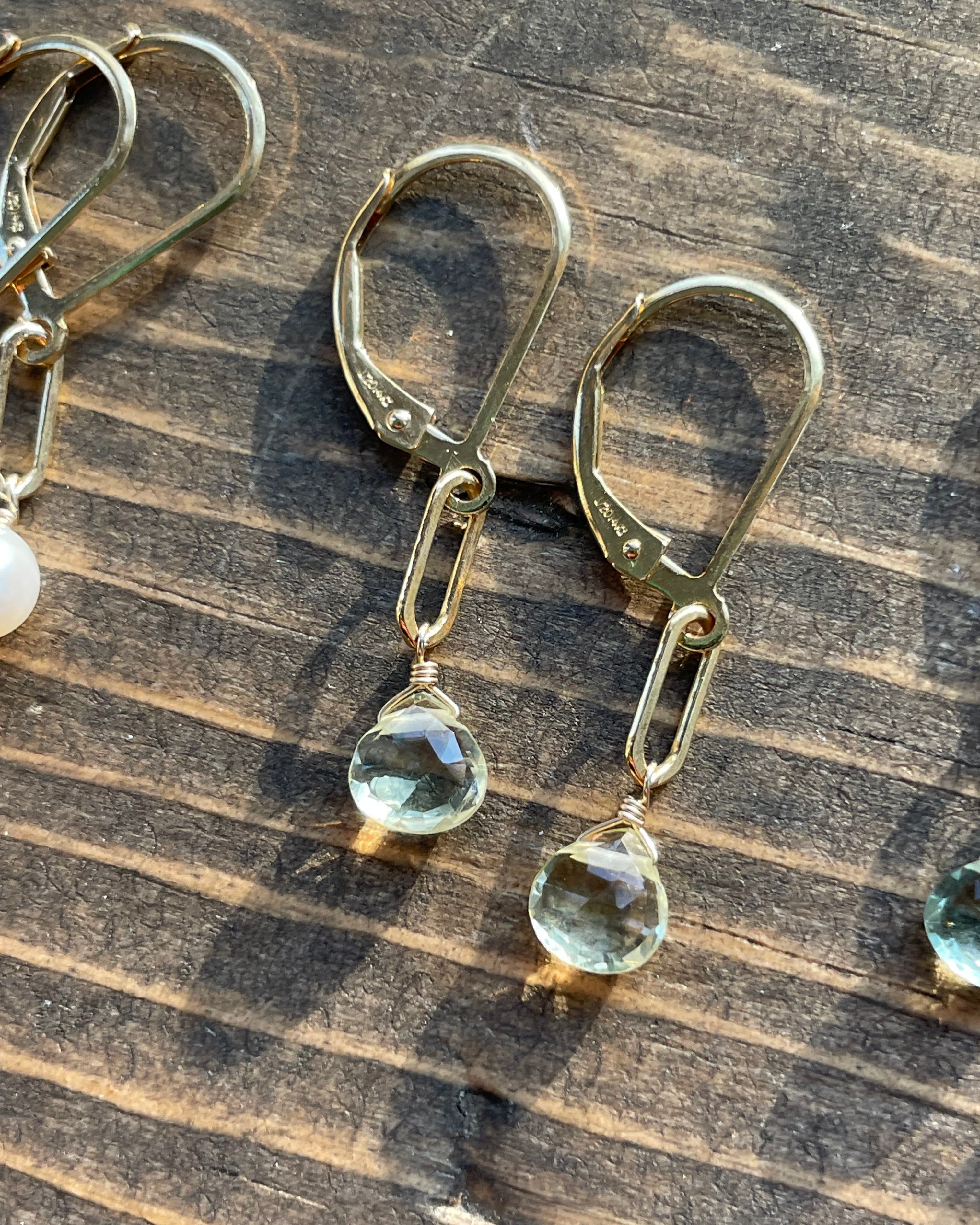 Paperclip Gemstone Earrings, 14k Gold Filled Hannah May Jewelry
