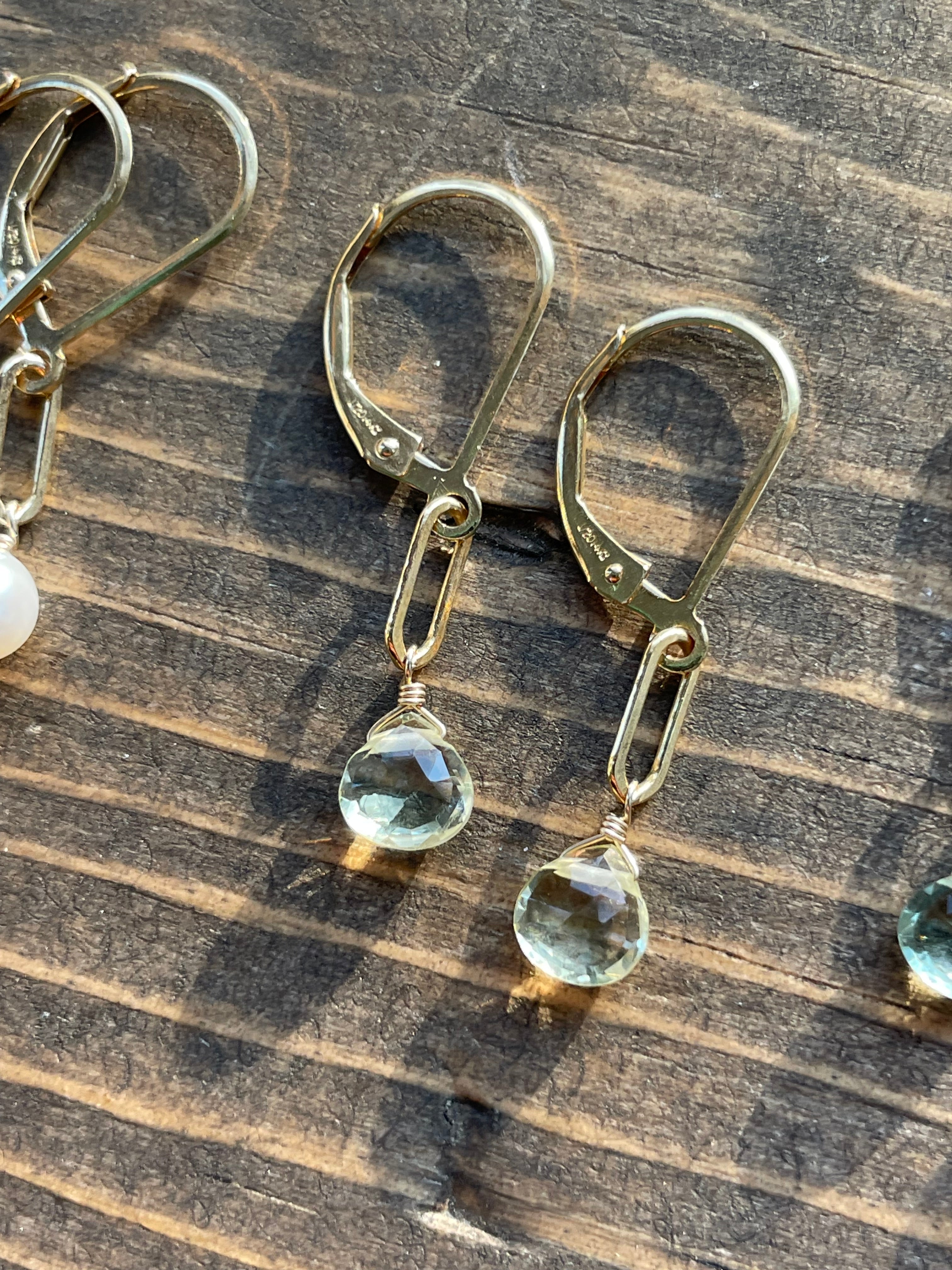 Paperclip Gemstone Drop Earrings by Hannah May Jewelry