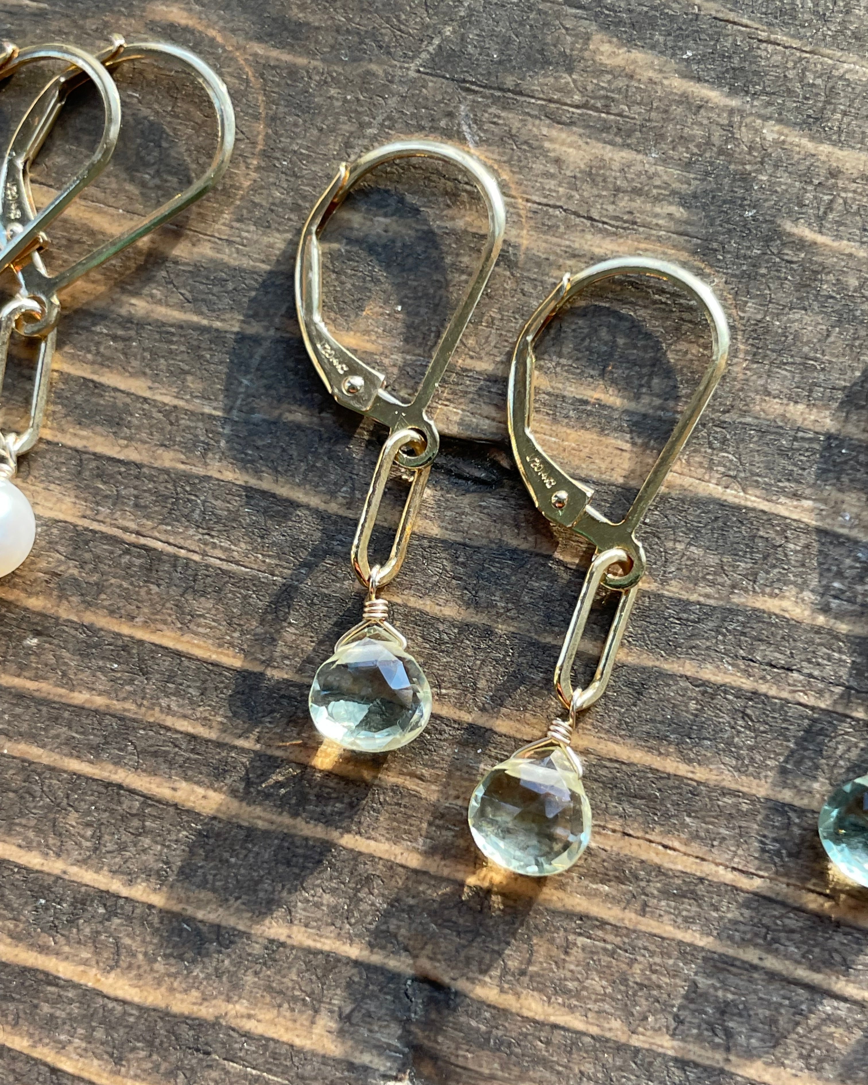 Paperclip Gemstone Drop Earrings by Hannah May Jewelry