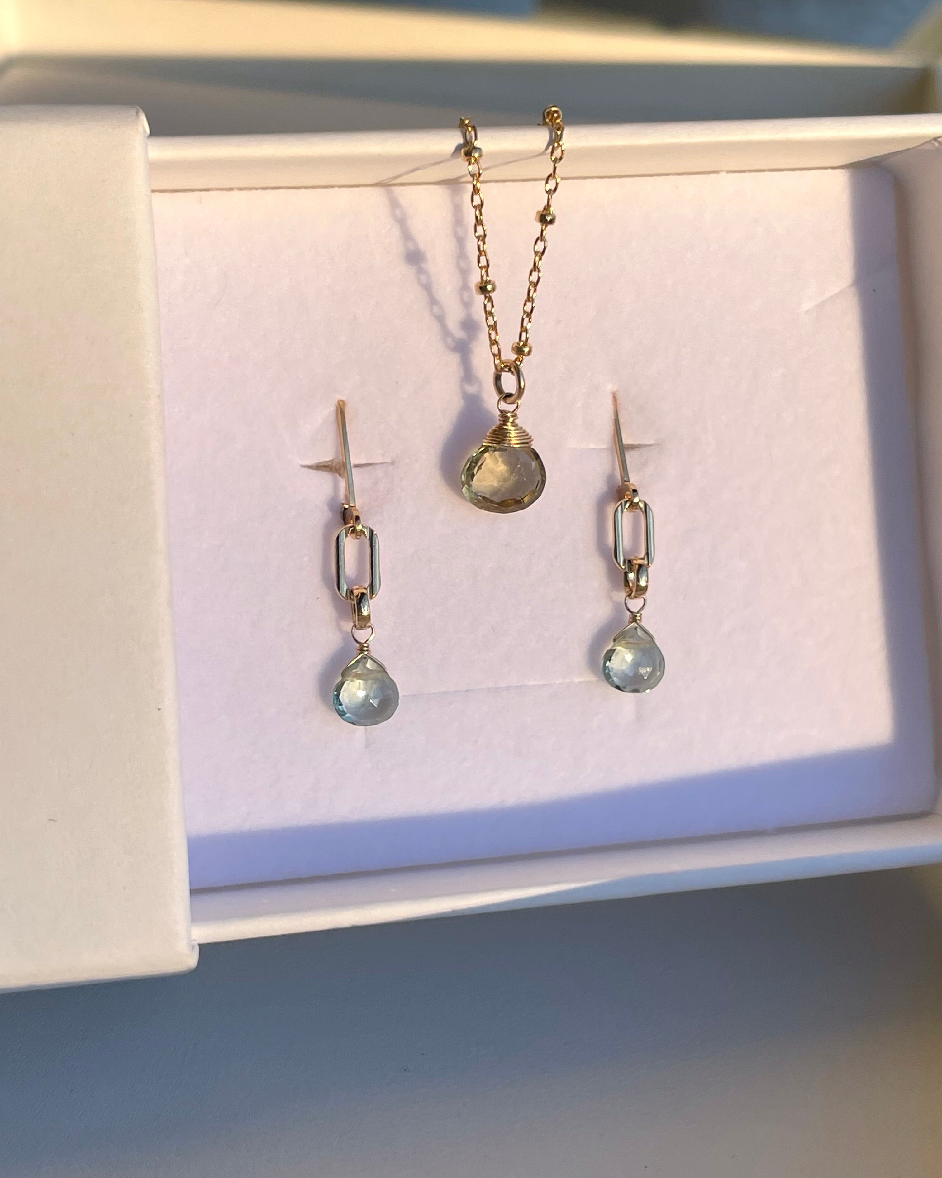 Paperclip Gemstone Earrings, 14k Gold Filled Hannah May Jewelry