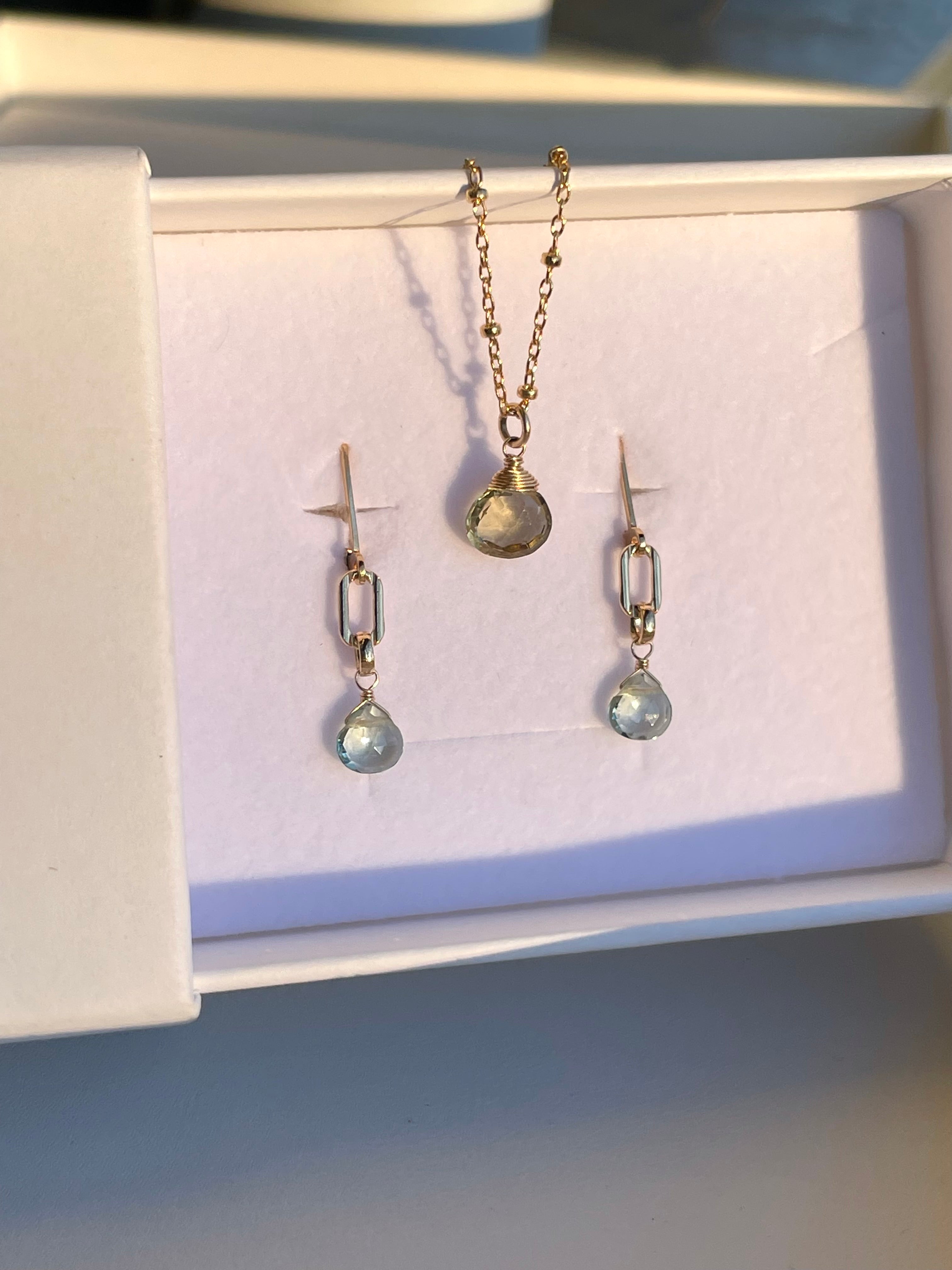 Paperclip Gemstone Drop Earrings by Hannah May Jewelry