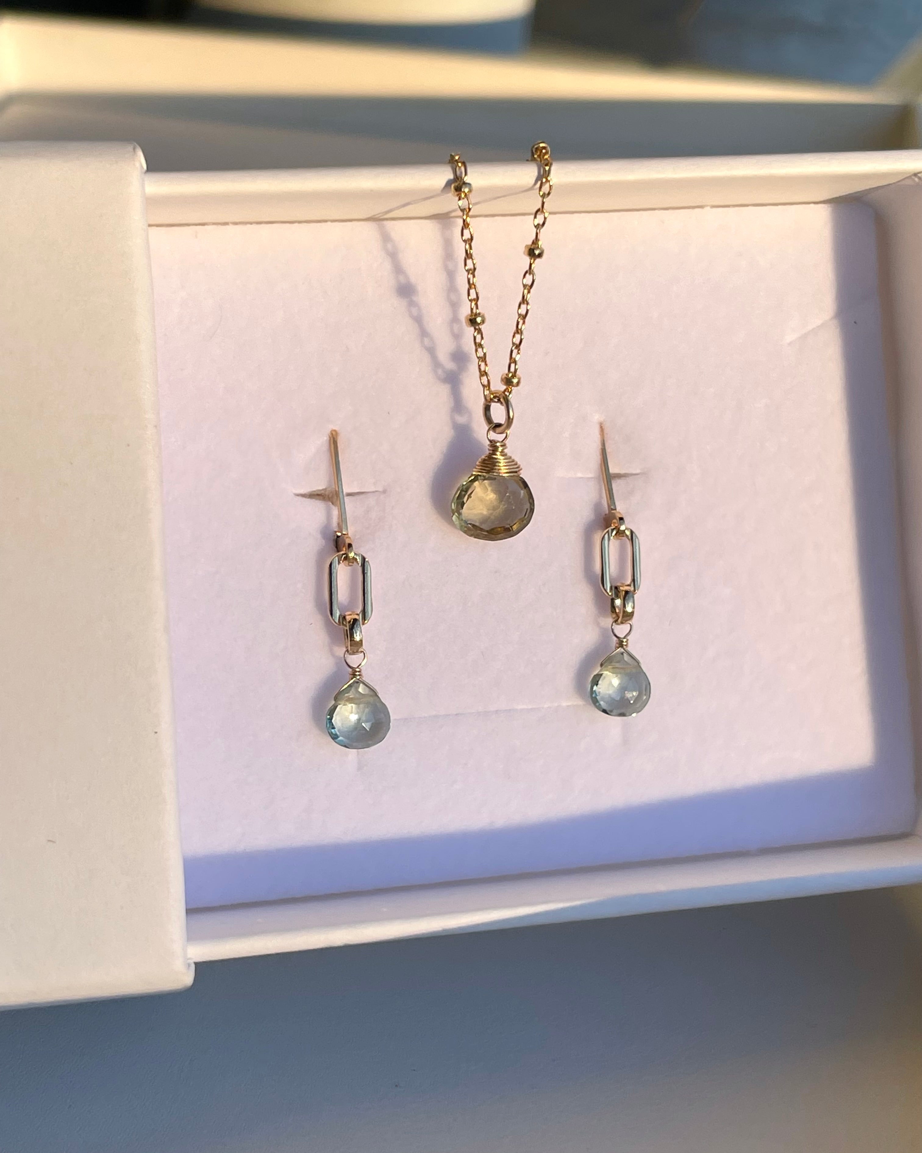 Paperclip Gemstone Drop Earrings by Hannah May Jewelry
