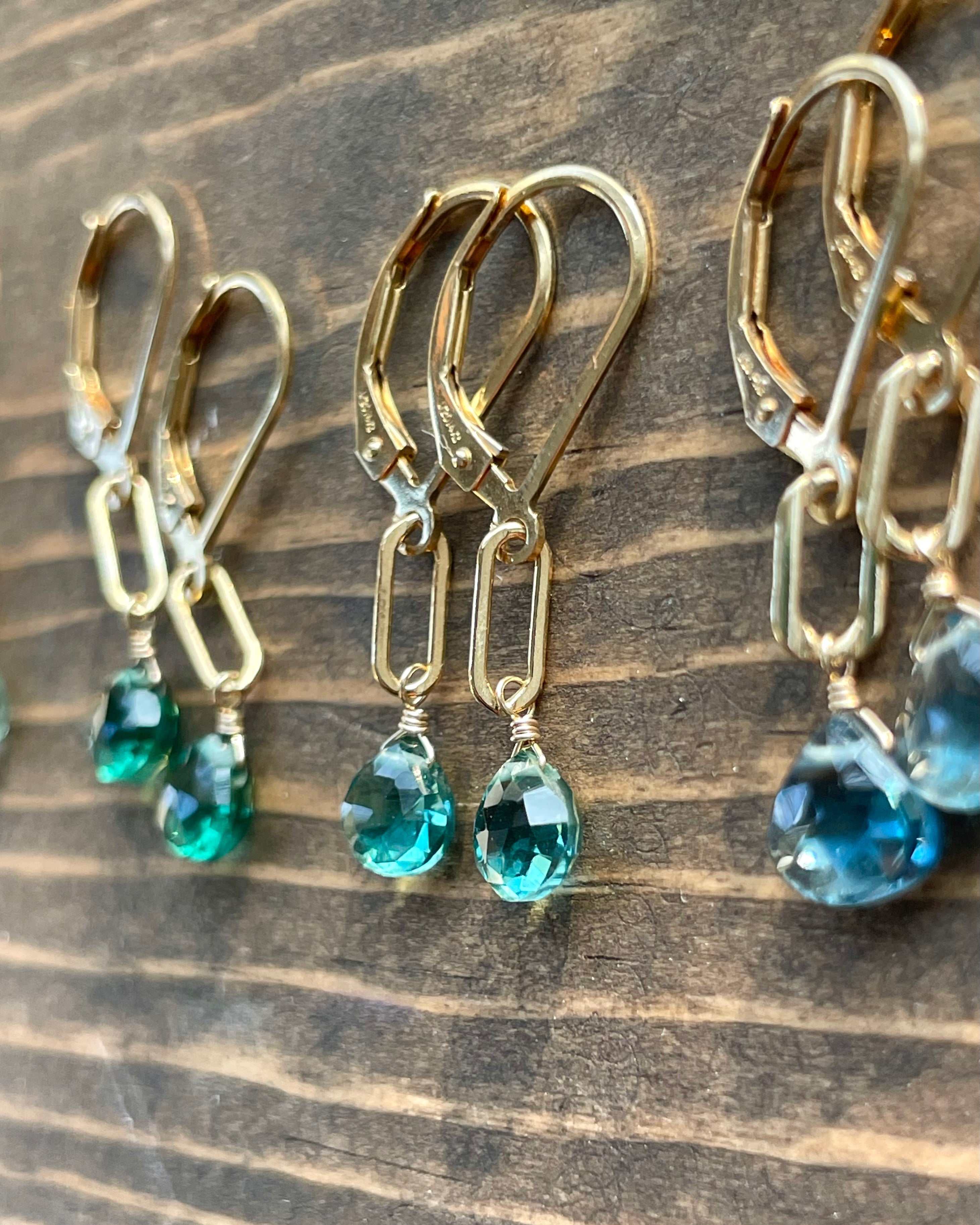 Paperclip Gemstone Drop Earrings by Hannah May Jewelry