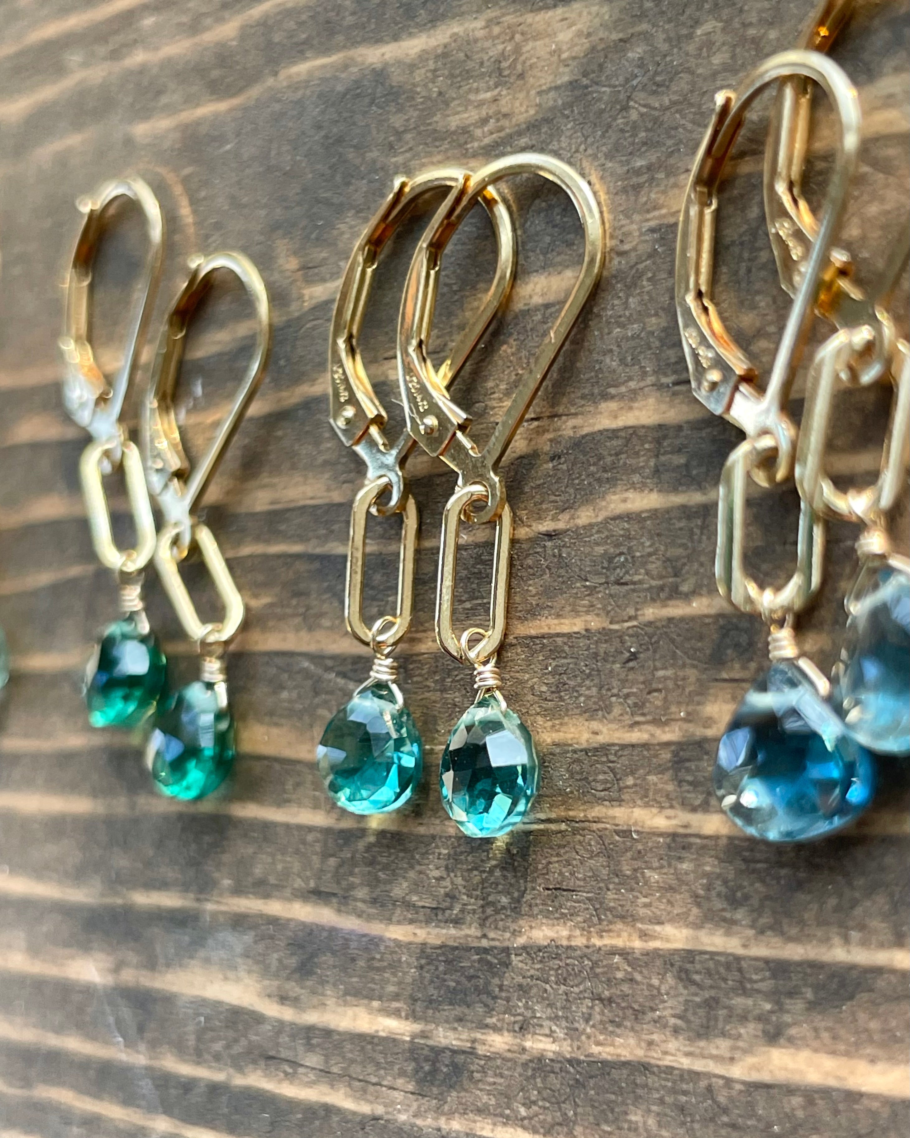 Paperclip Gemstone Drop Earrings by Hannah May Jewelry