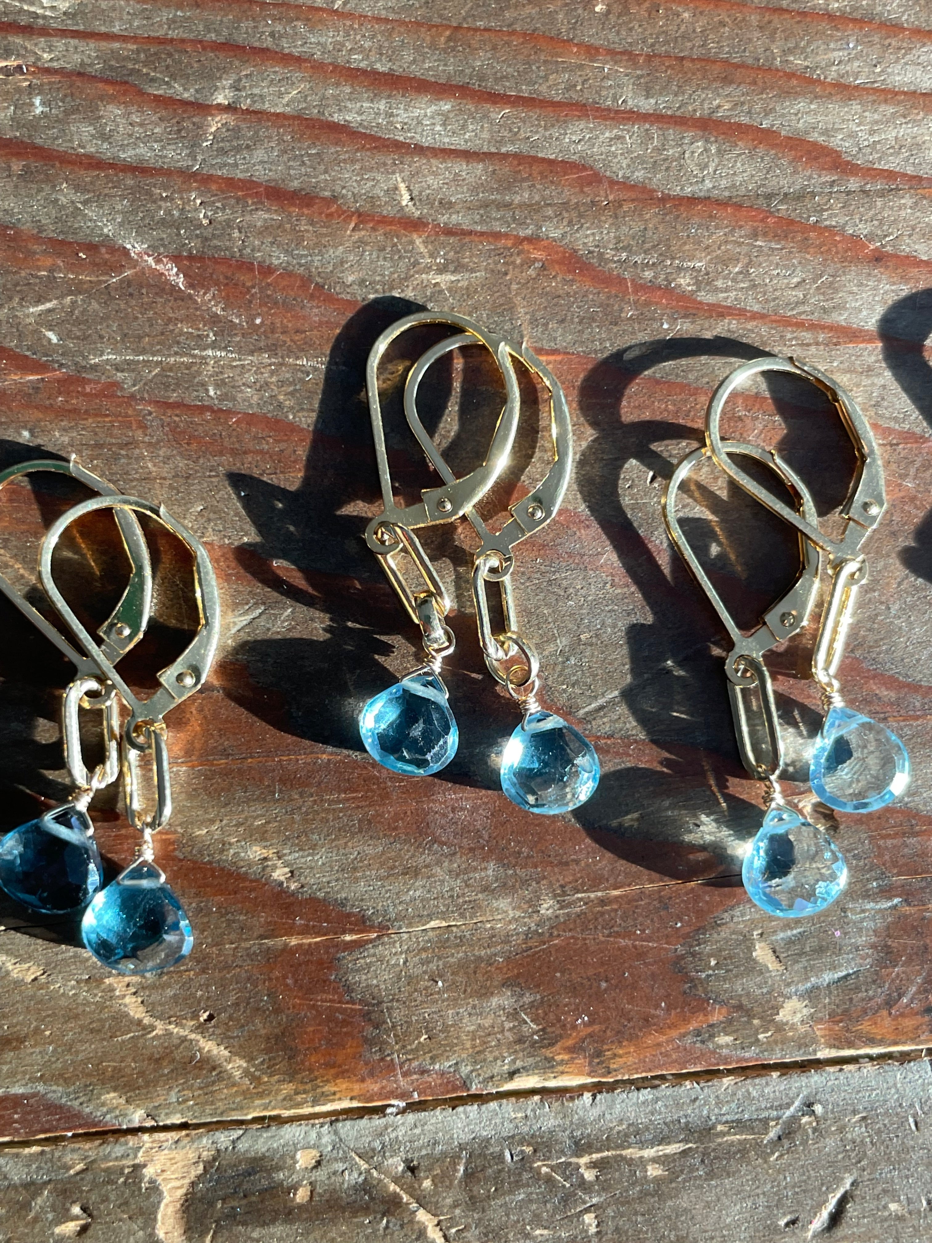 Paperclip Gemstone Drop Earrings by Hannah May Jewelry