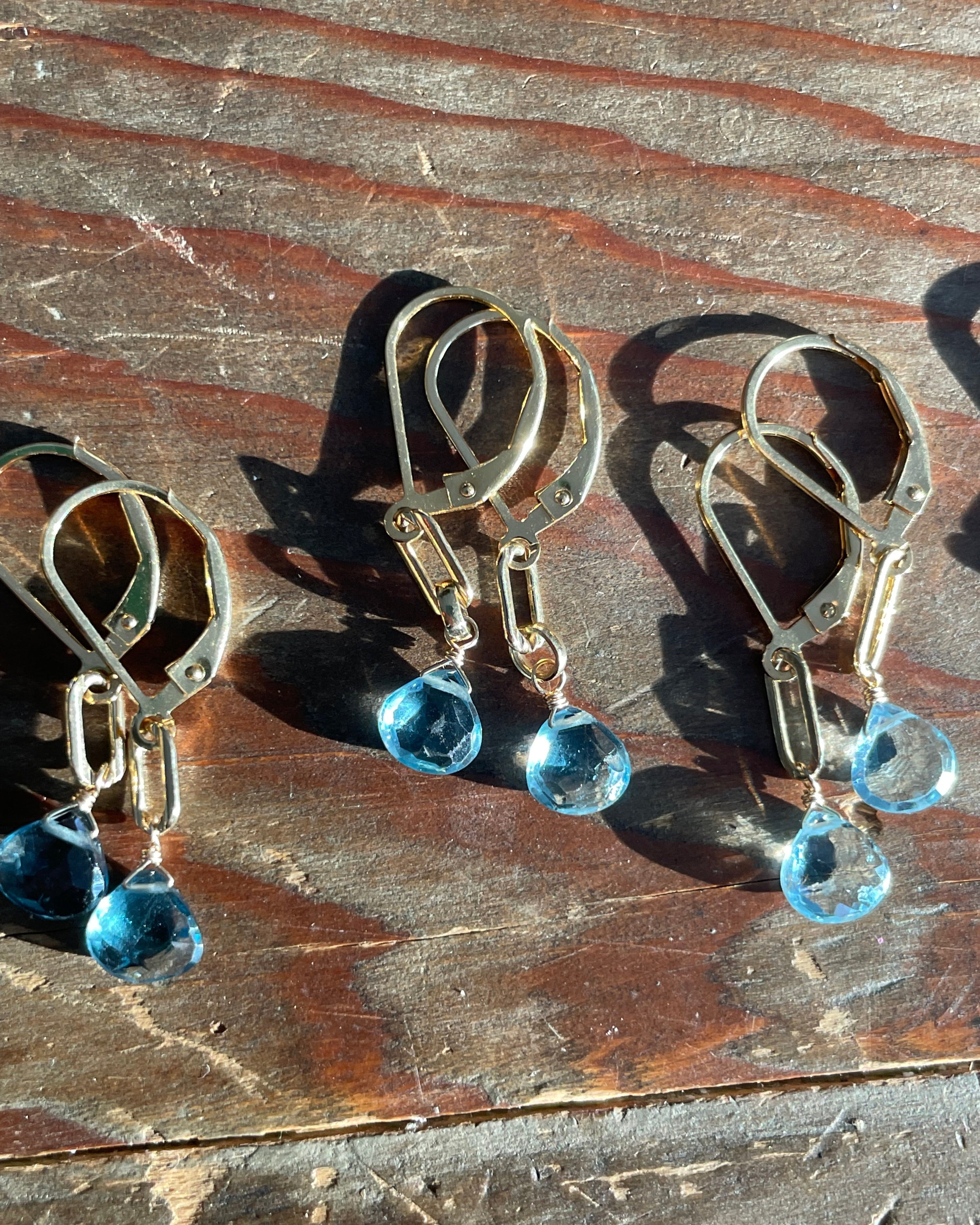 Paperclip Gemstone Drop Earrings by Hannah May Jewelry