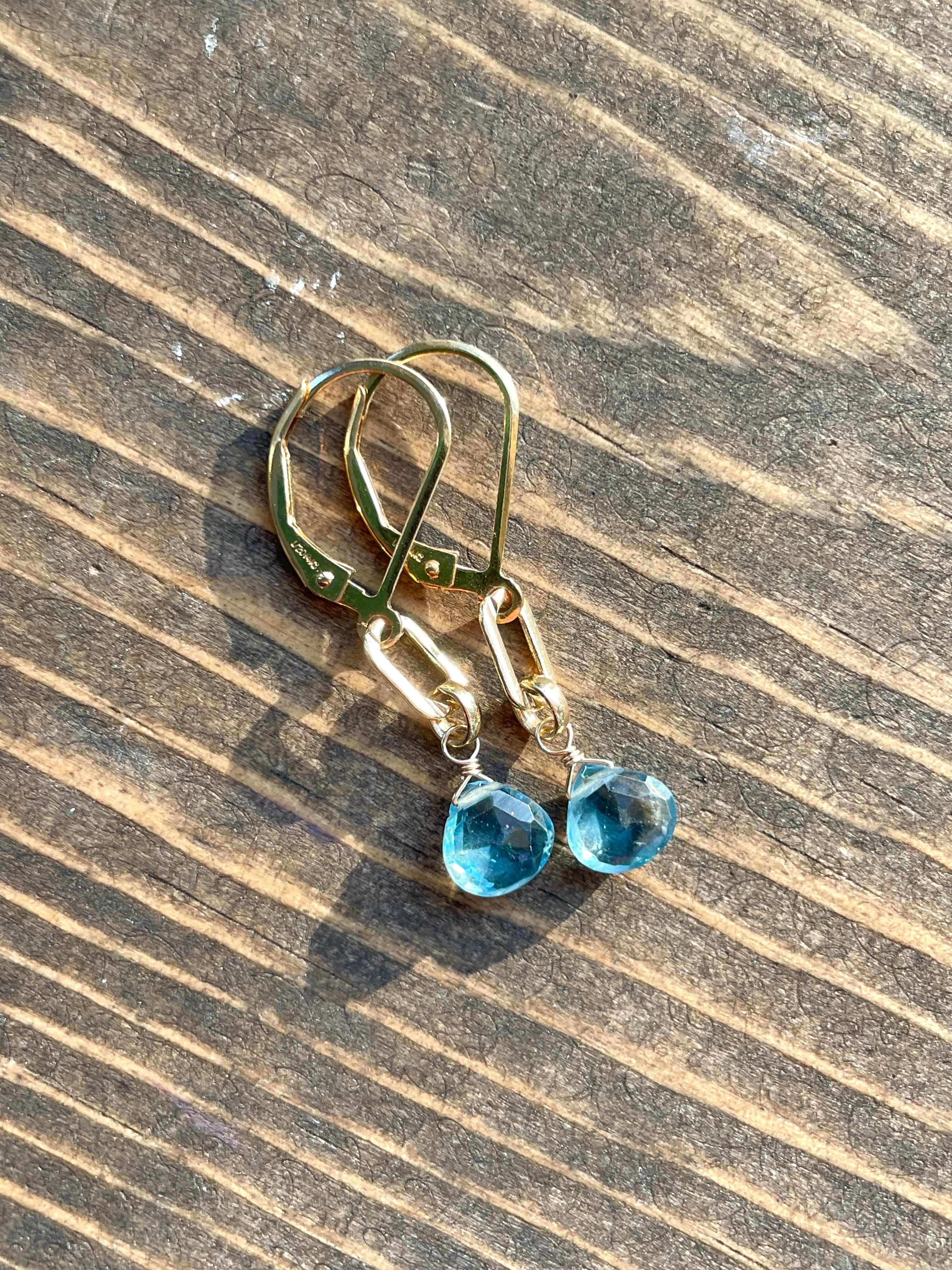 Paperclip Gemstone Drop Earrings by Hannah May Jewelry