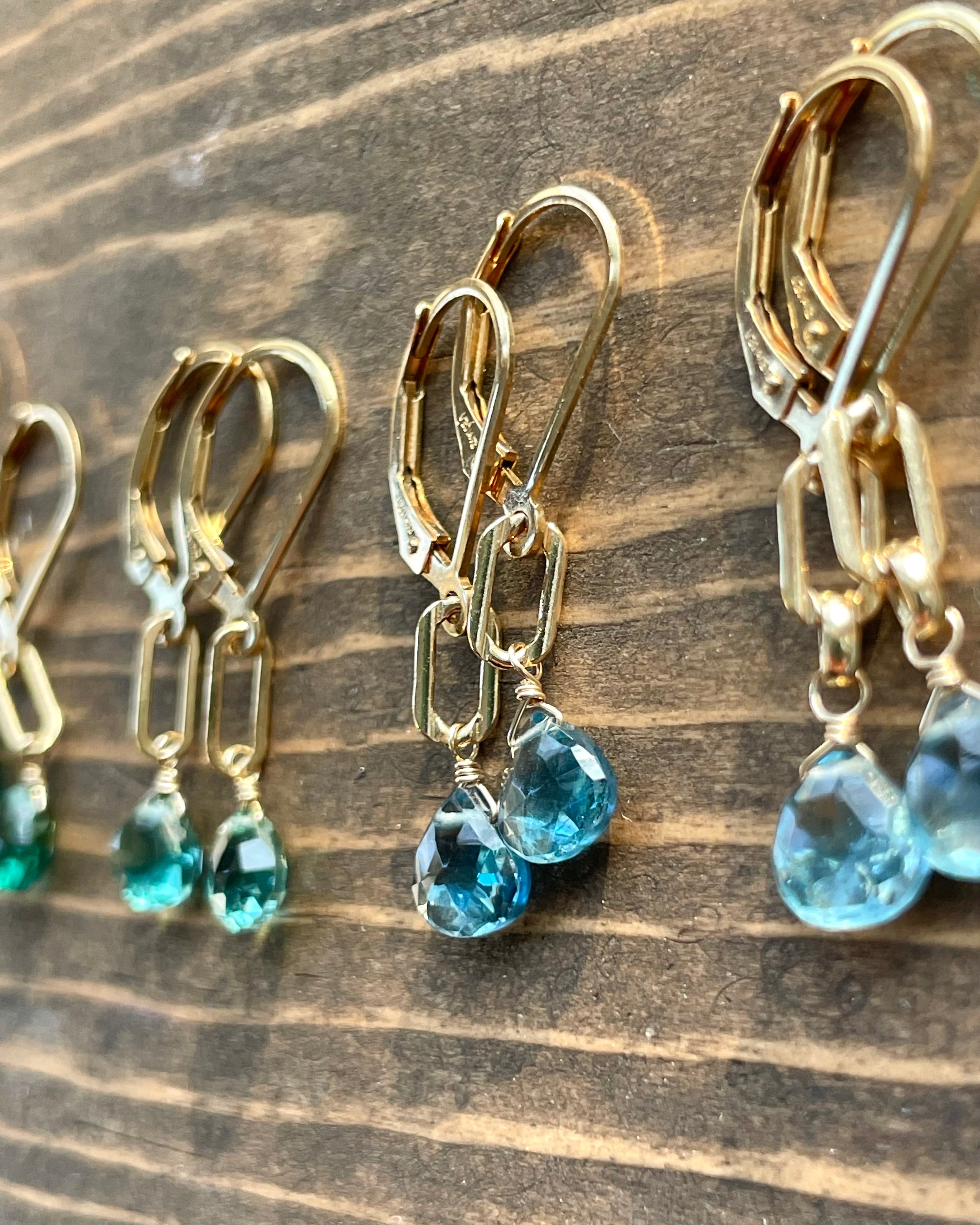 Paperclip Gemstone Earrings, 14k Gold Filled Hannah May Jewelry