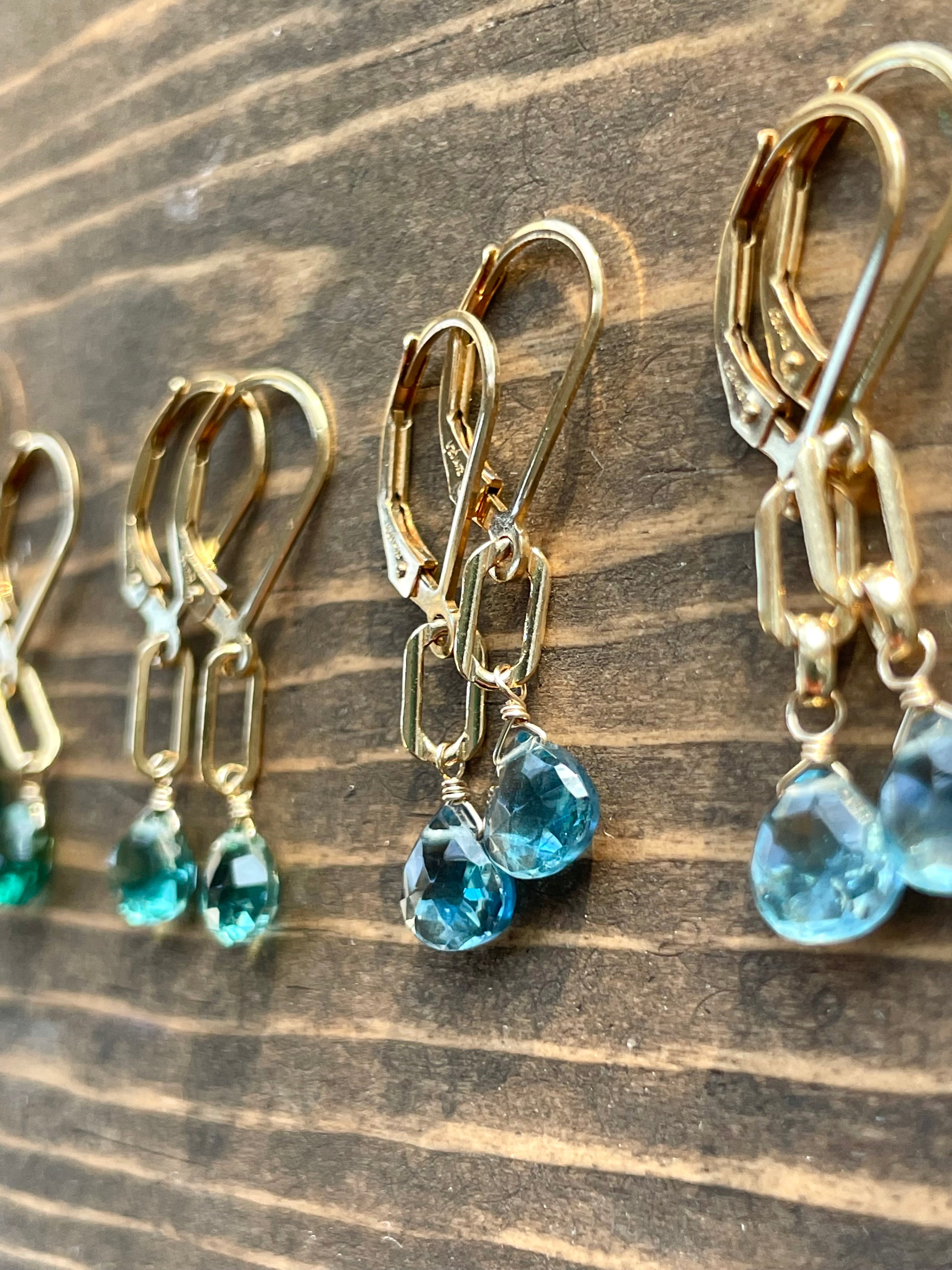 Paperclip Gemstone Drop Earrings by Hannah May Jewelry