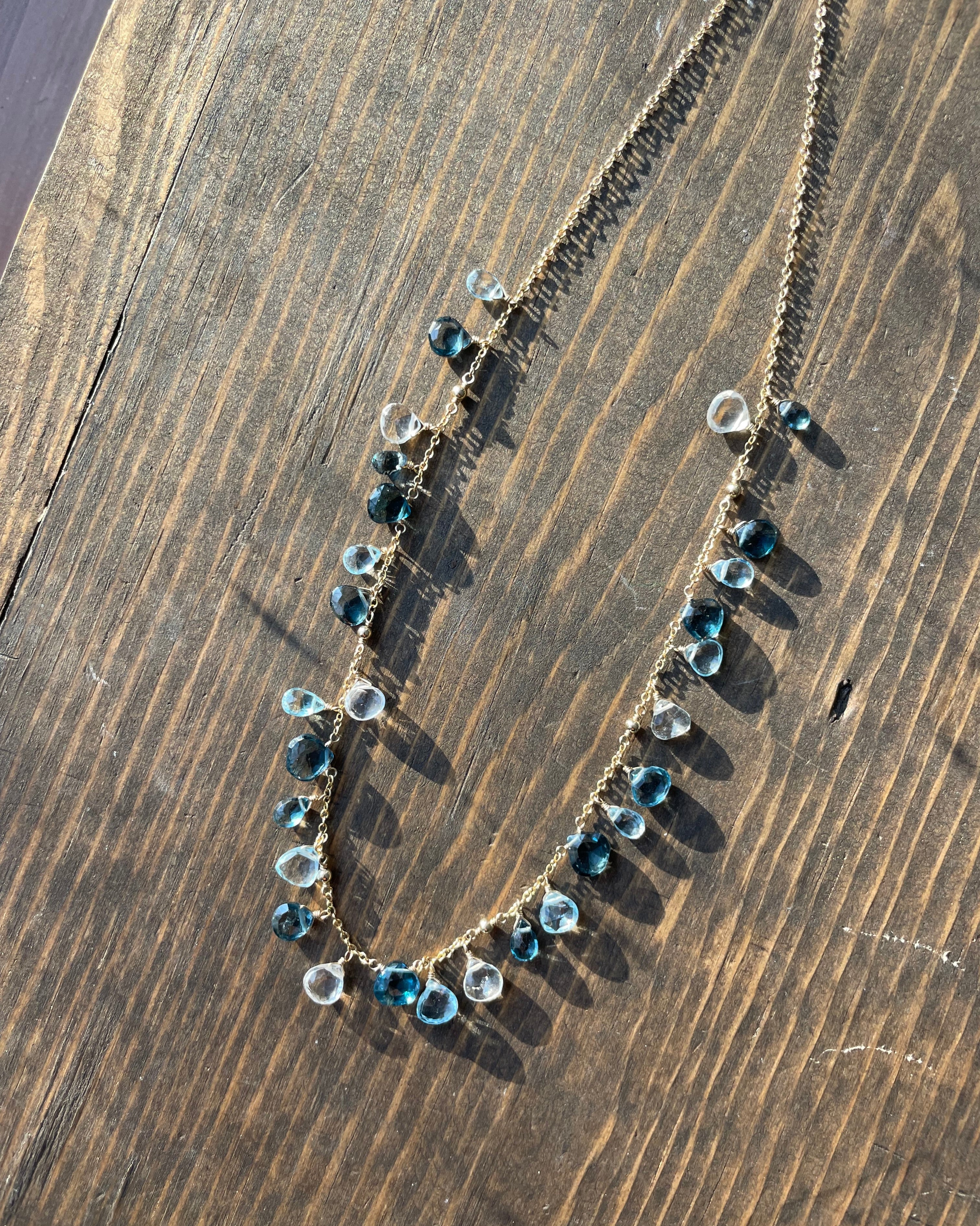 Confetti Gemstone Blue Topaz Necklace Hannah May Jewelry