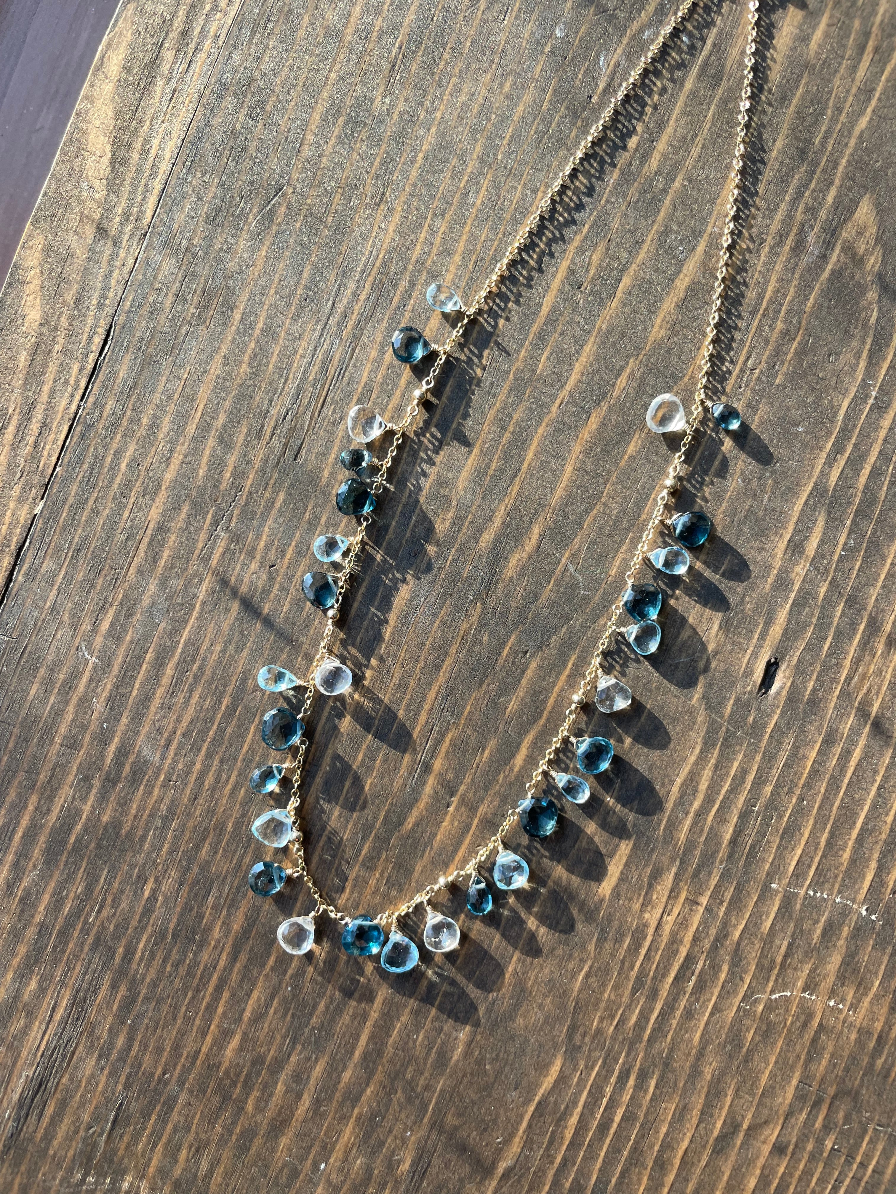 Confetti Gemstone Blue Topaz Necklace Hannah May Jewelry