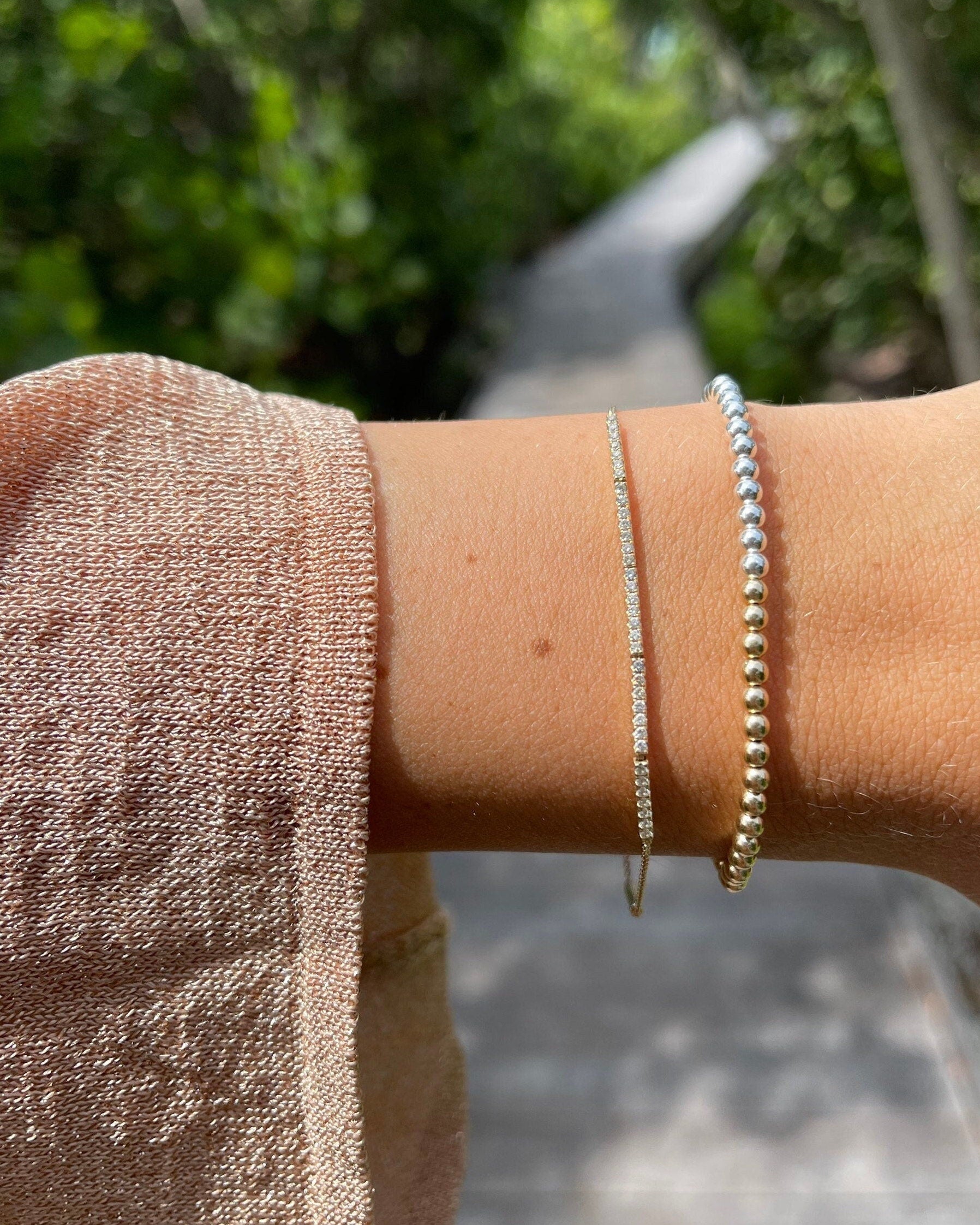 Half Gold Half Silver Beaded Bracelet by Hannah May Jewelry