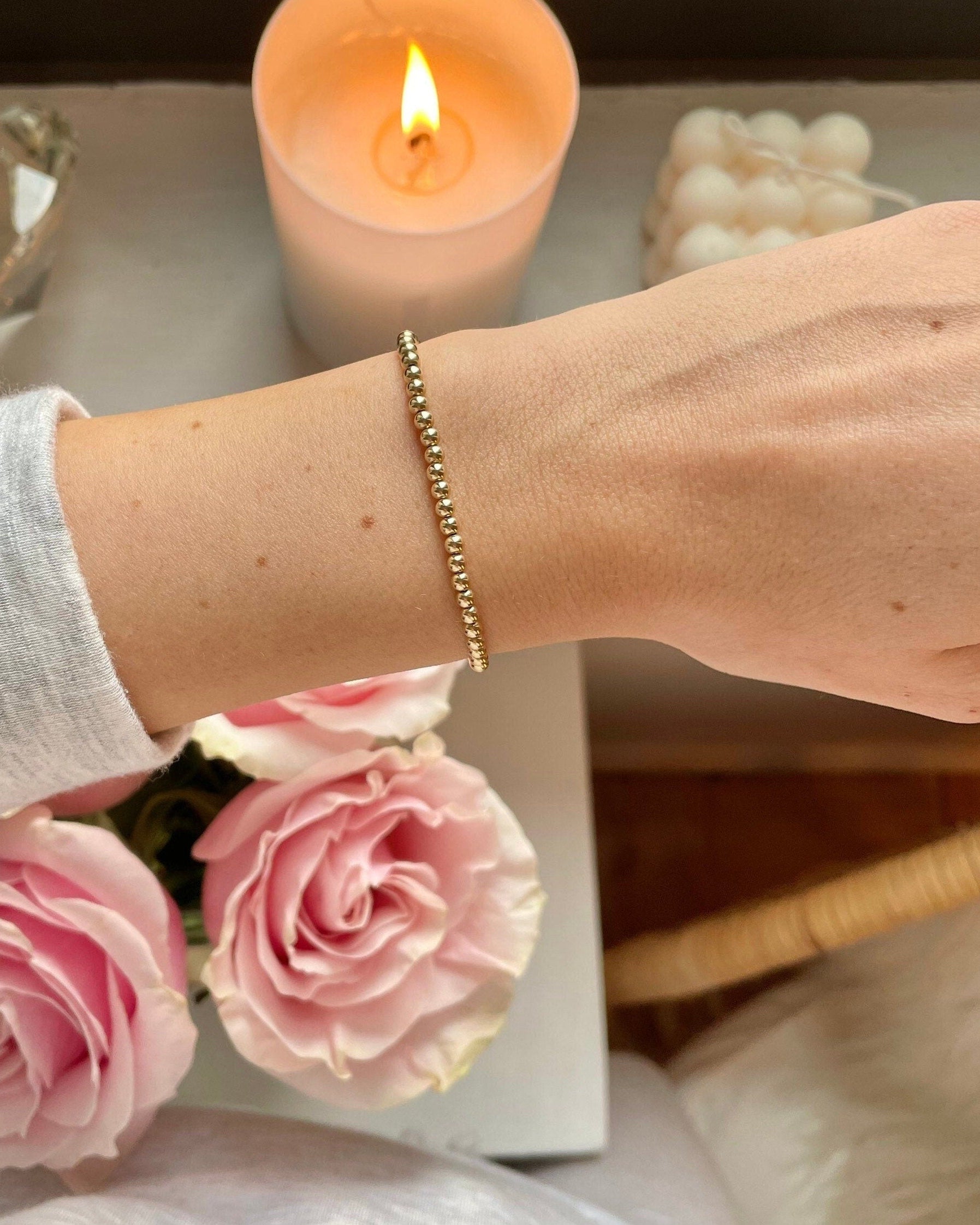 3mm Gold Beaded Bracelet by Hannah May Jewelry