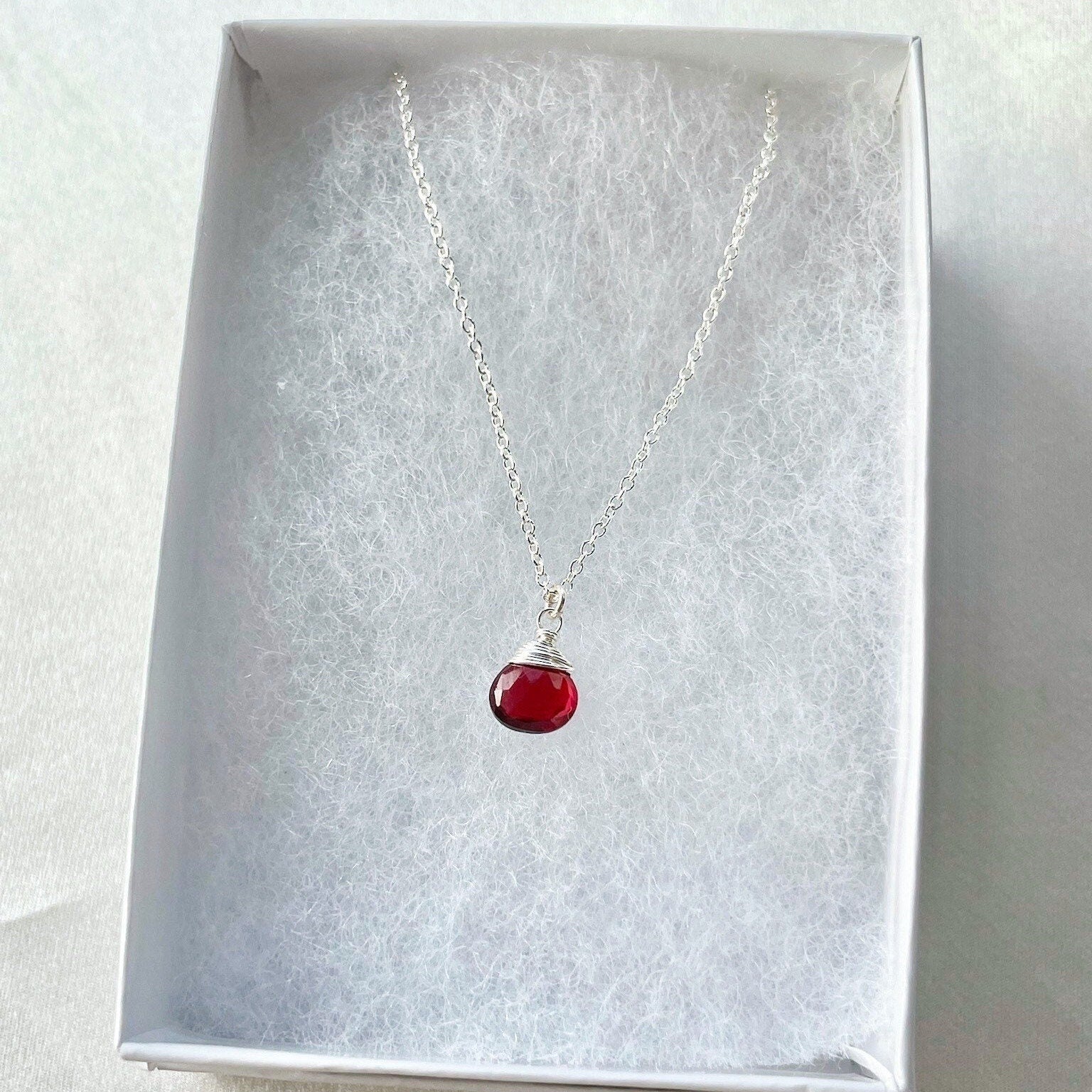 Red Garnet Necklace, January Birthstone Hannah May Jewelry