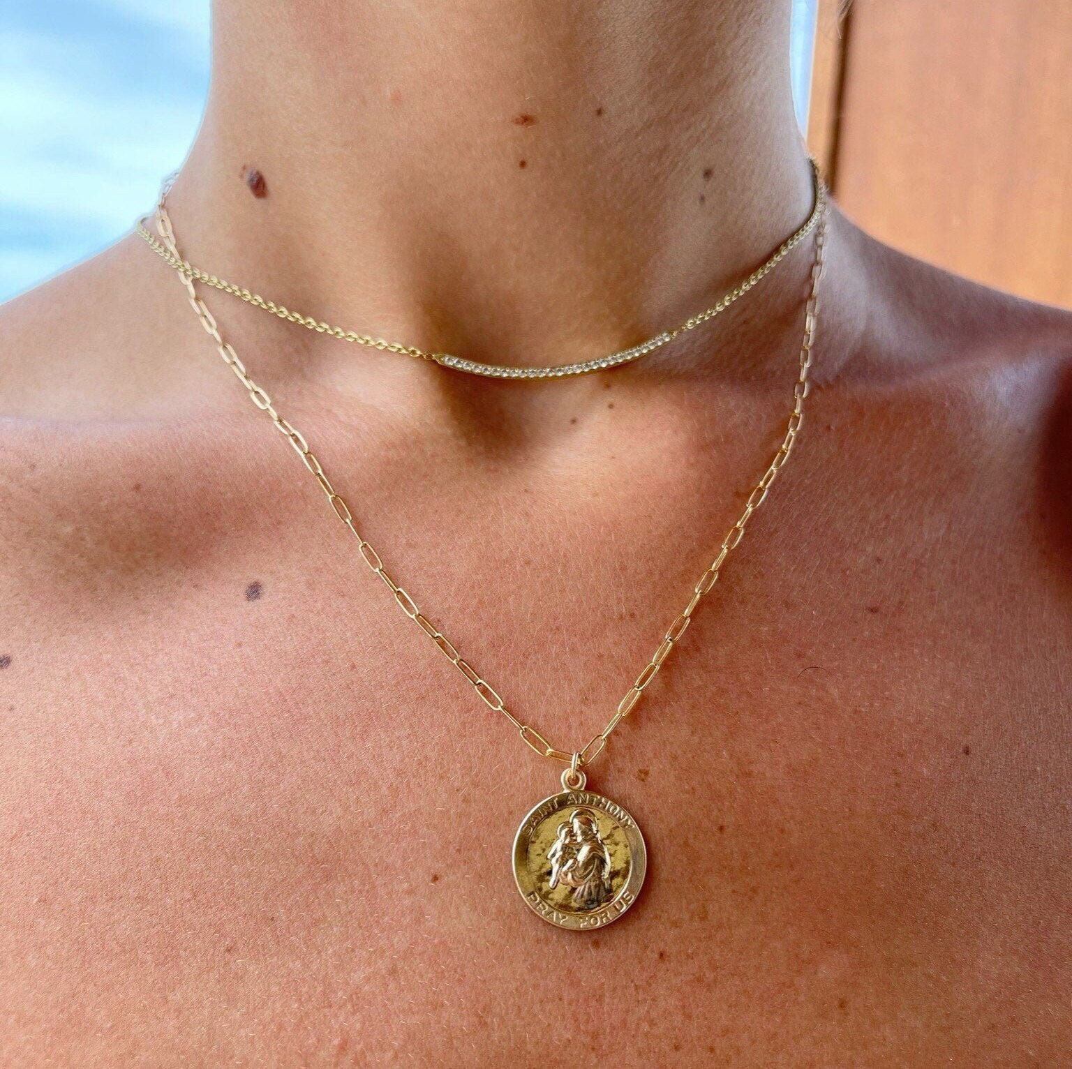 St Anthony Coin Necklace, Protection Necklace, Saint of Lost Items Hannah May Jewelry