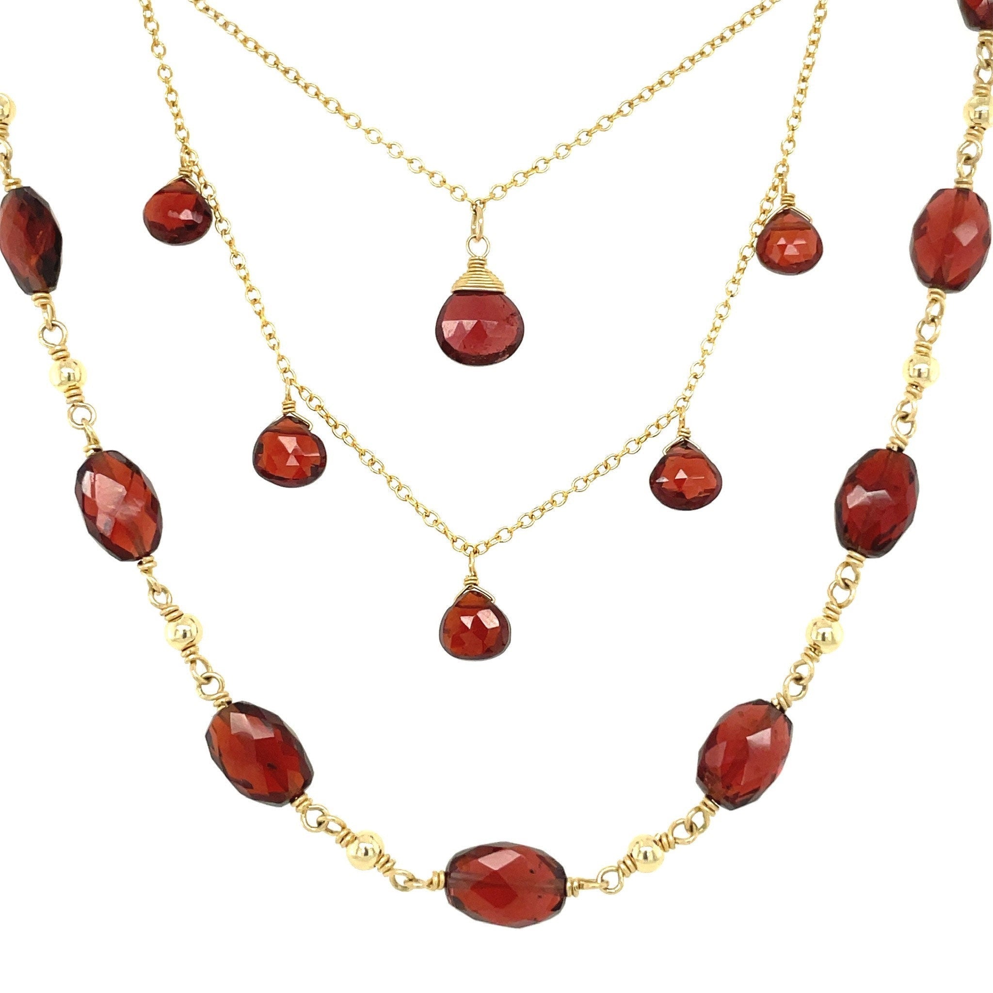 Red Garnet Necklace, January Birthstone Hannah May Jewelry