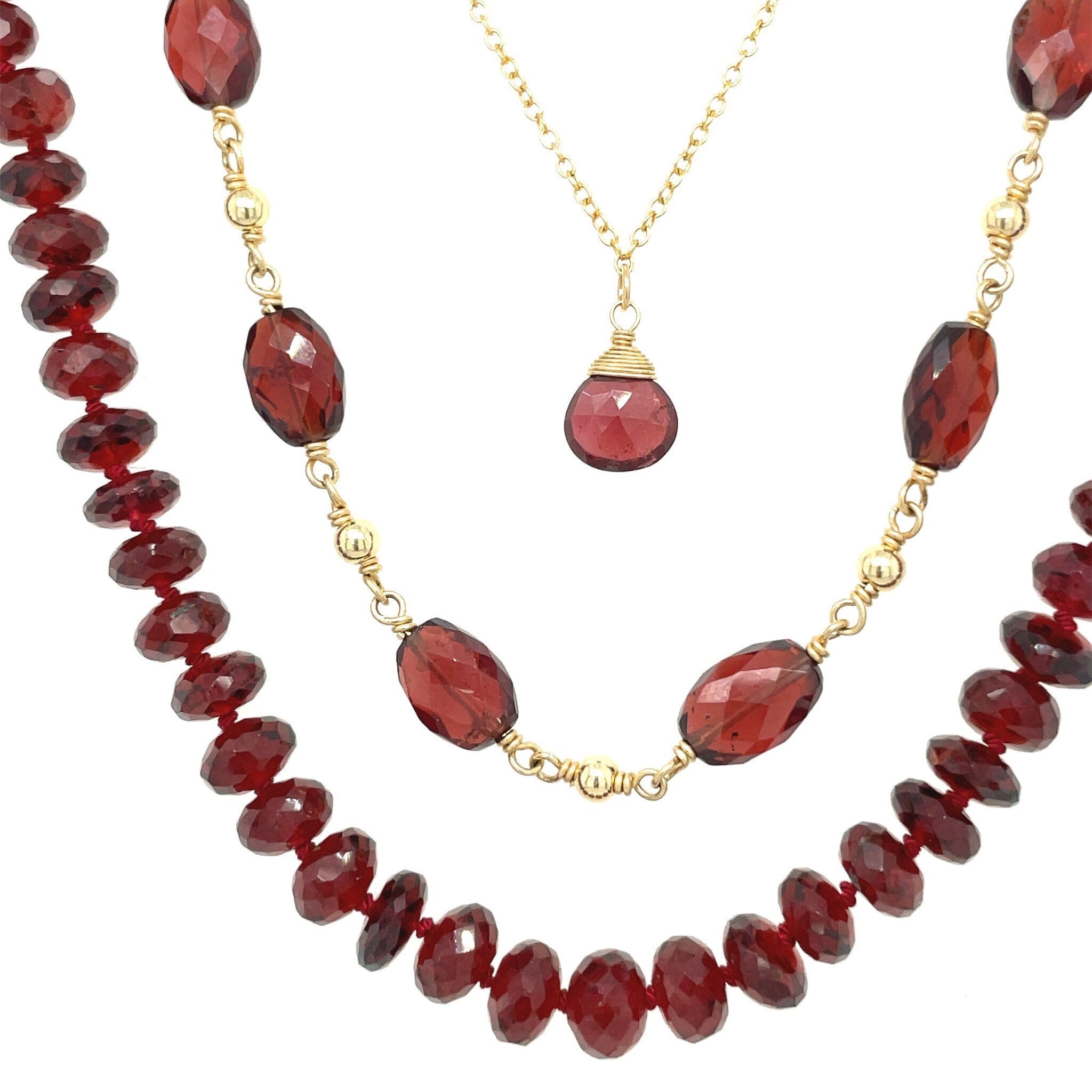 Red Garnet Necklace, January Birthstone Hannah May Jewelry