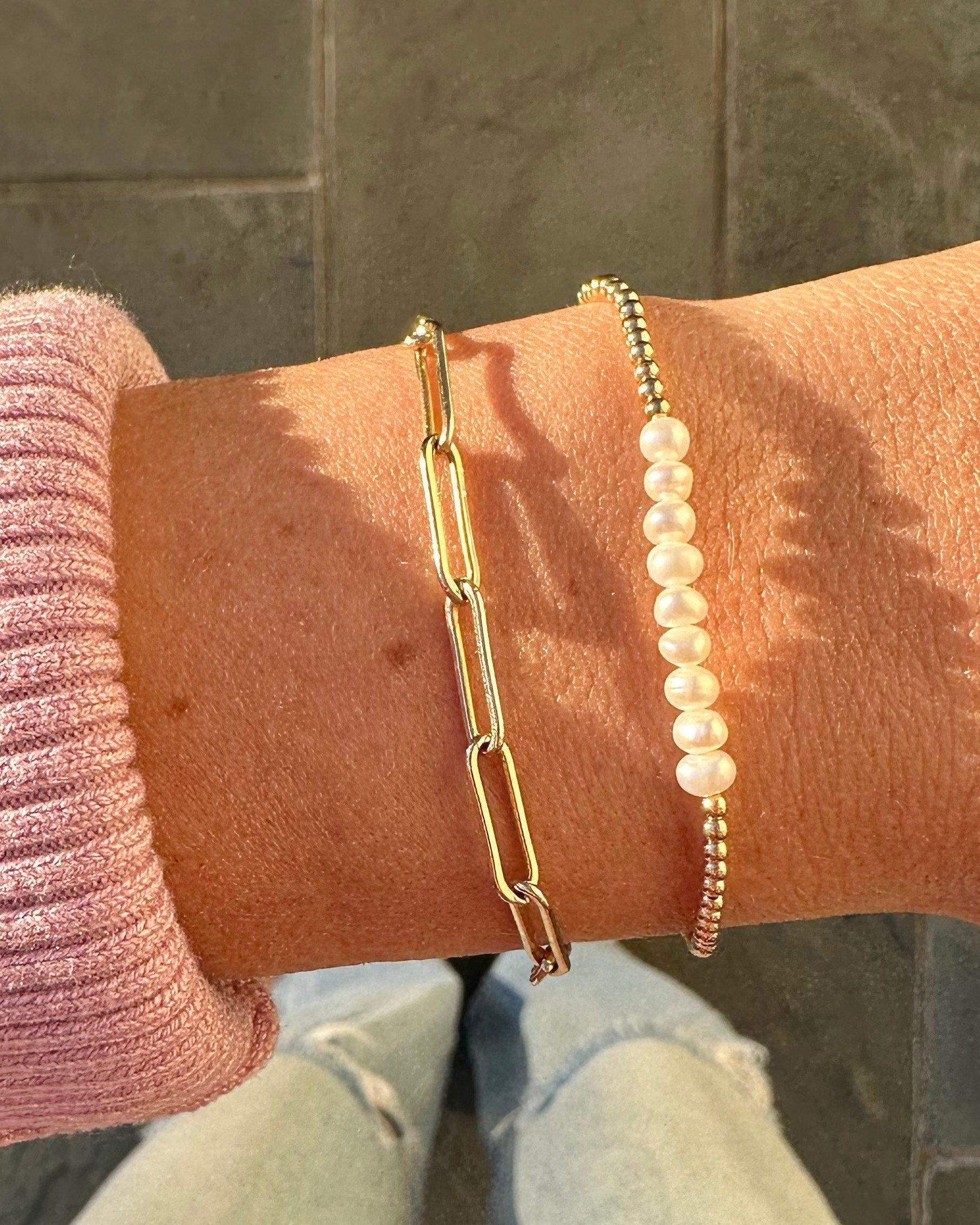 Gold Paperclip Chain Bracelet by Hannah May Jewelry