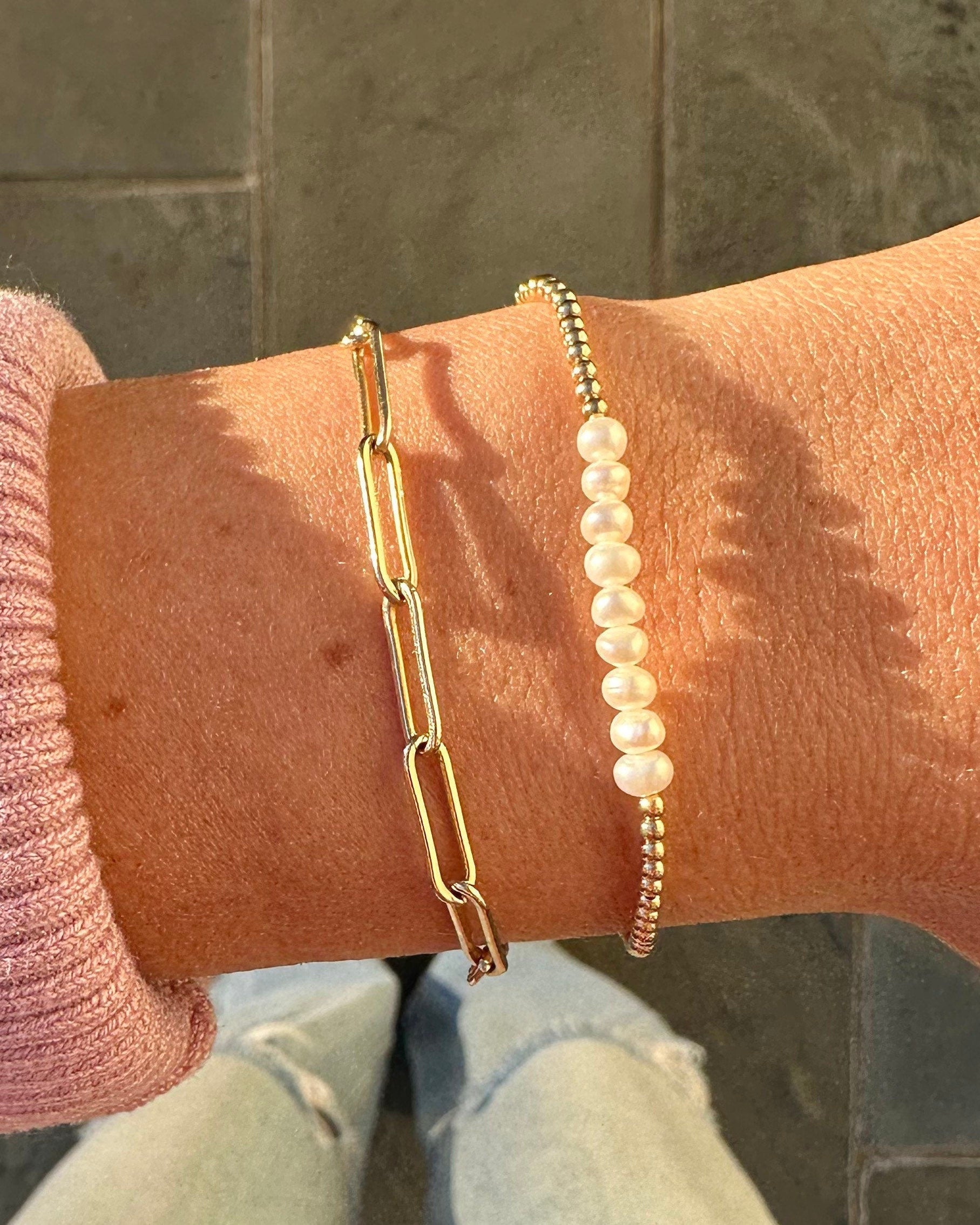 Gold Paperclip Chain Bracelet by Hannah May Jewelry