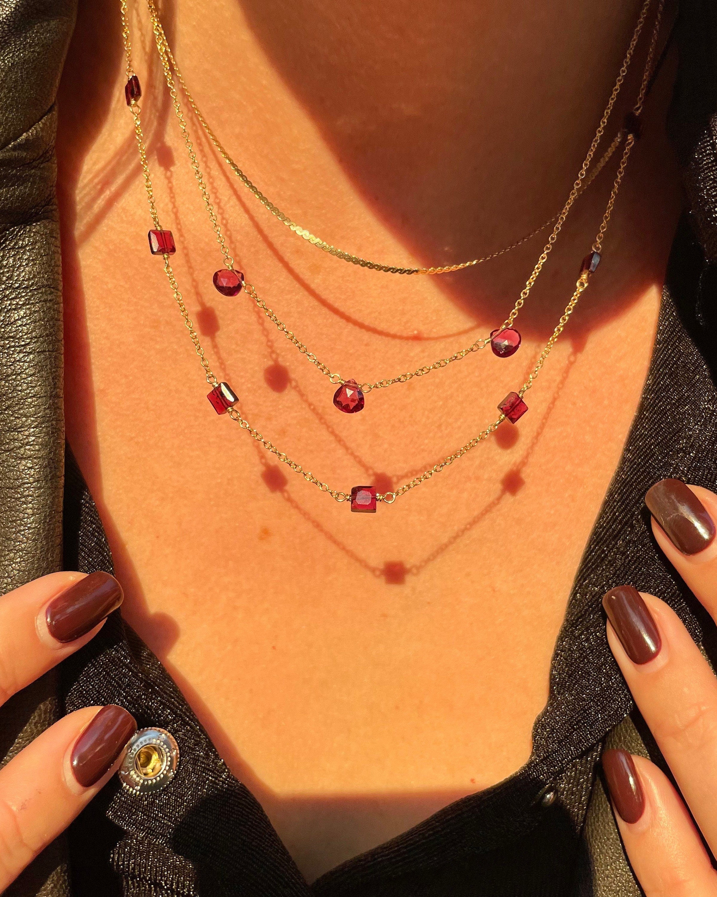 Gemstone Station Necklace Hannah May Jewelry