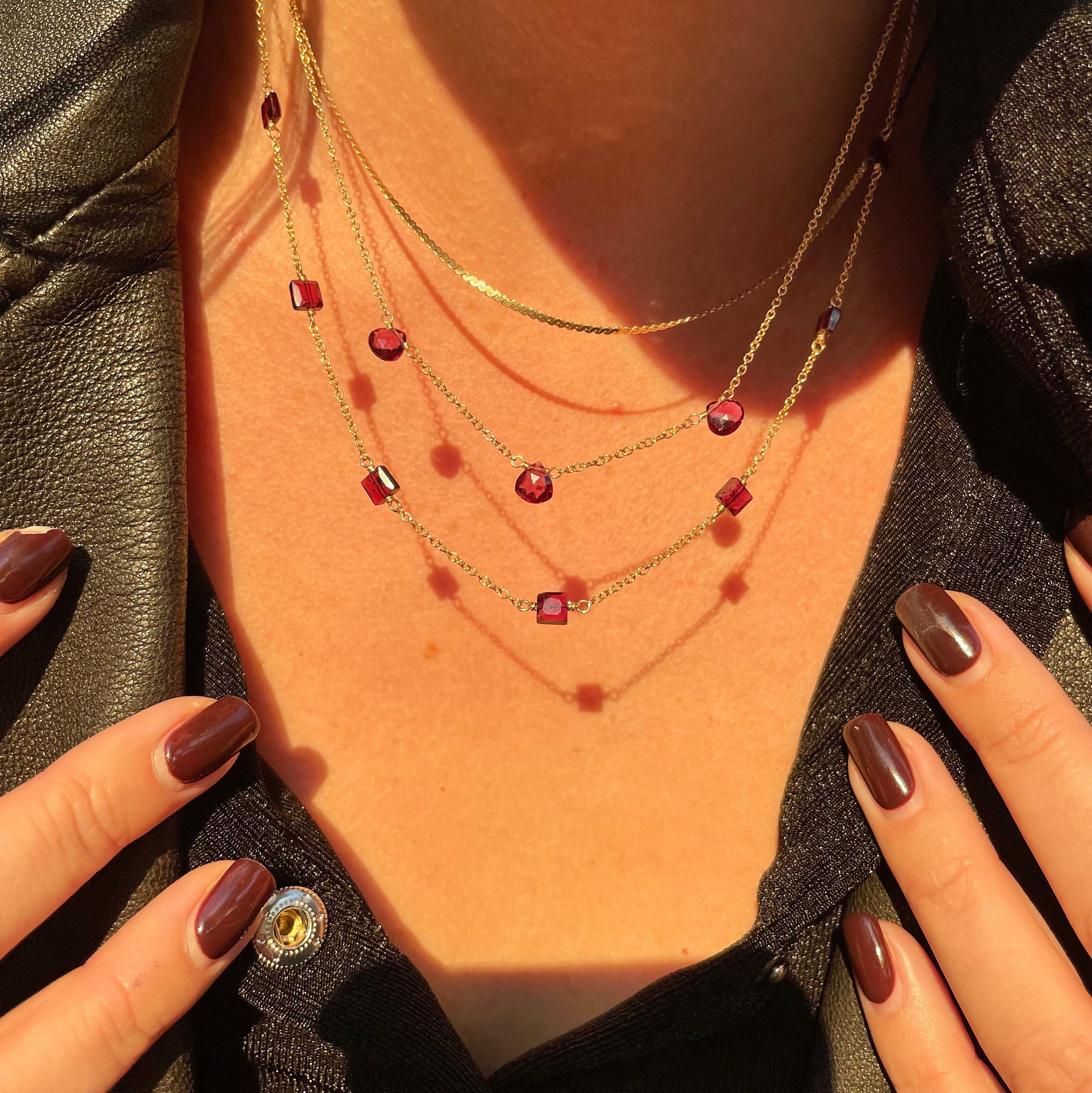 Gemstone Station Necklace Hannah May Jewelry