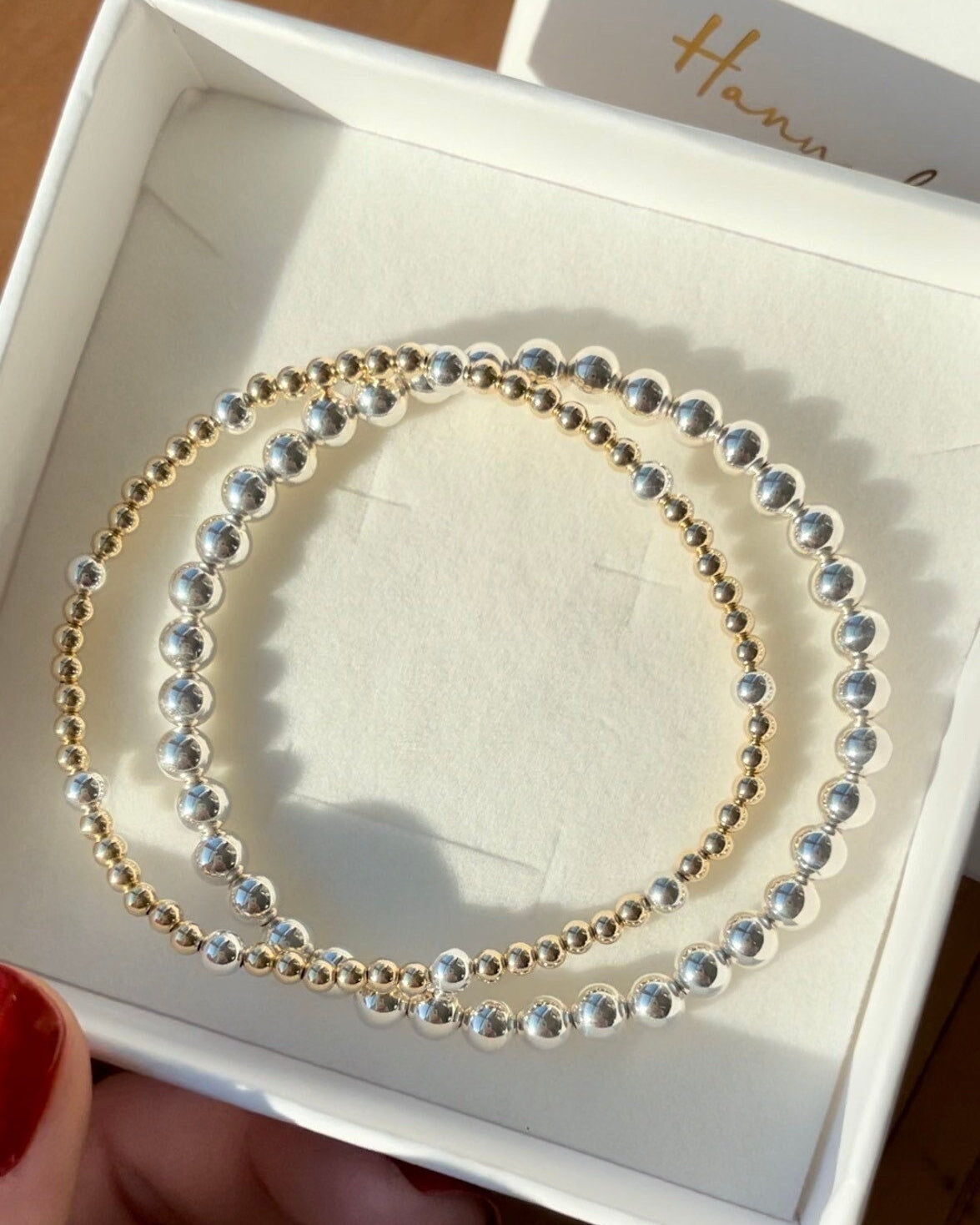 Gold and Silver Beaded Bracelet Hannah May Jewelry